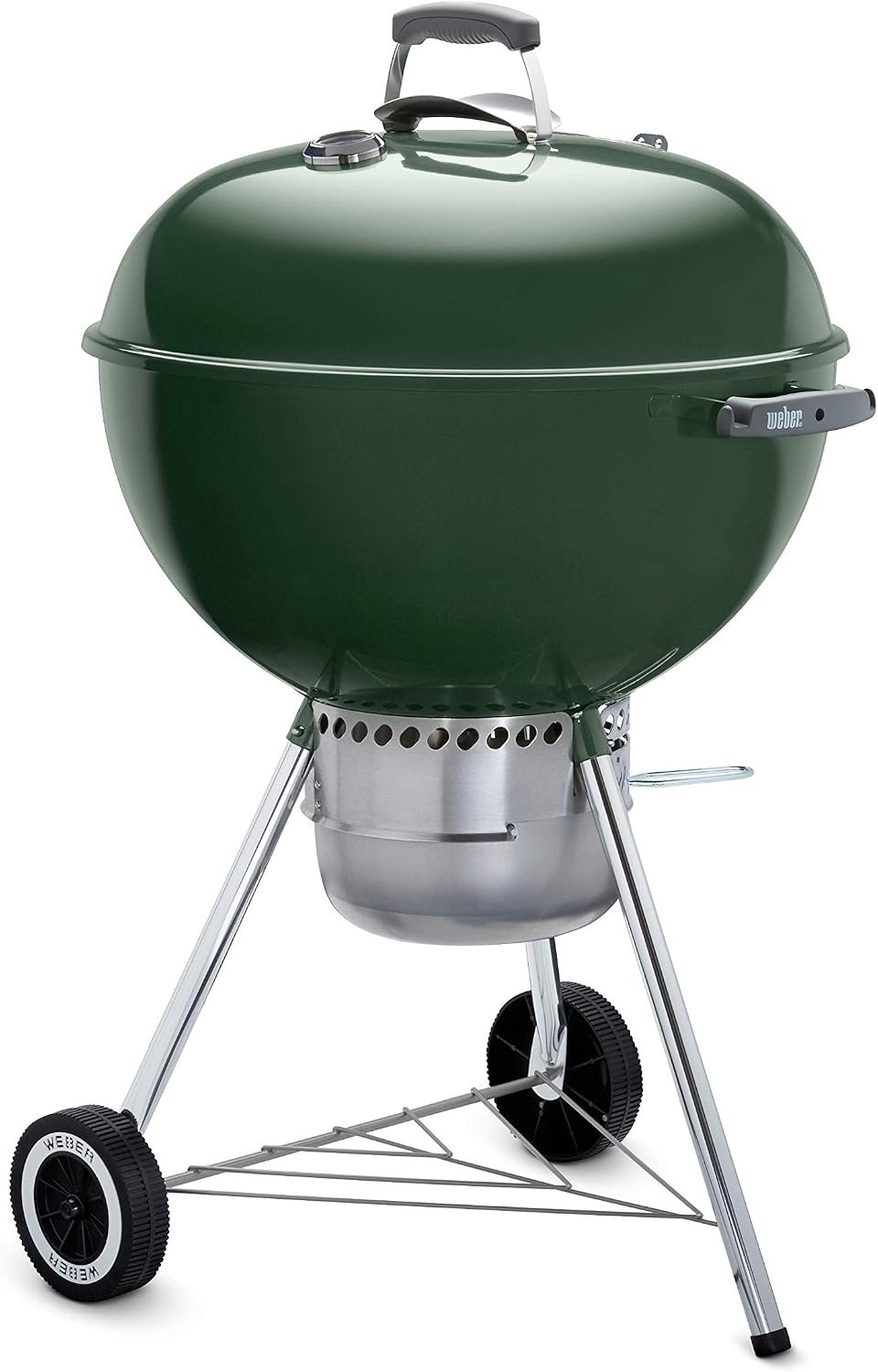Weber Original Kettle Premium Charcoal Grill, 22-Inch, Green – Outdoor BBQ Grill with Built‑In Thermometer, Heat Control Dampers & One‑Touch™ Cleaning System