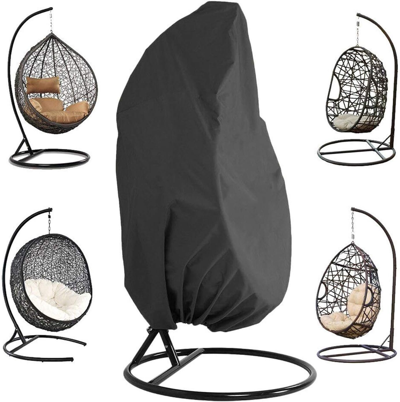 Patio Hanging Chair – Waterproof Outdoor Egg Chair with Durable Hem Cord, 210D Oxford Wicker, 115cm D x 190cm H