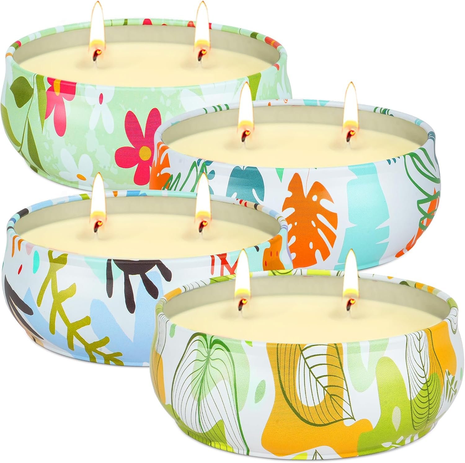 Citronella Candles Outdoor 4 Pack Soy Wax Citronella Lemongrass Candles 240 Hours Burning Time Large Decorative Jar Scented Candle Bulk for Outside Garden Yard Balcony, Summer Camping