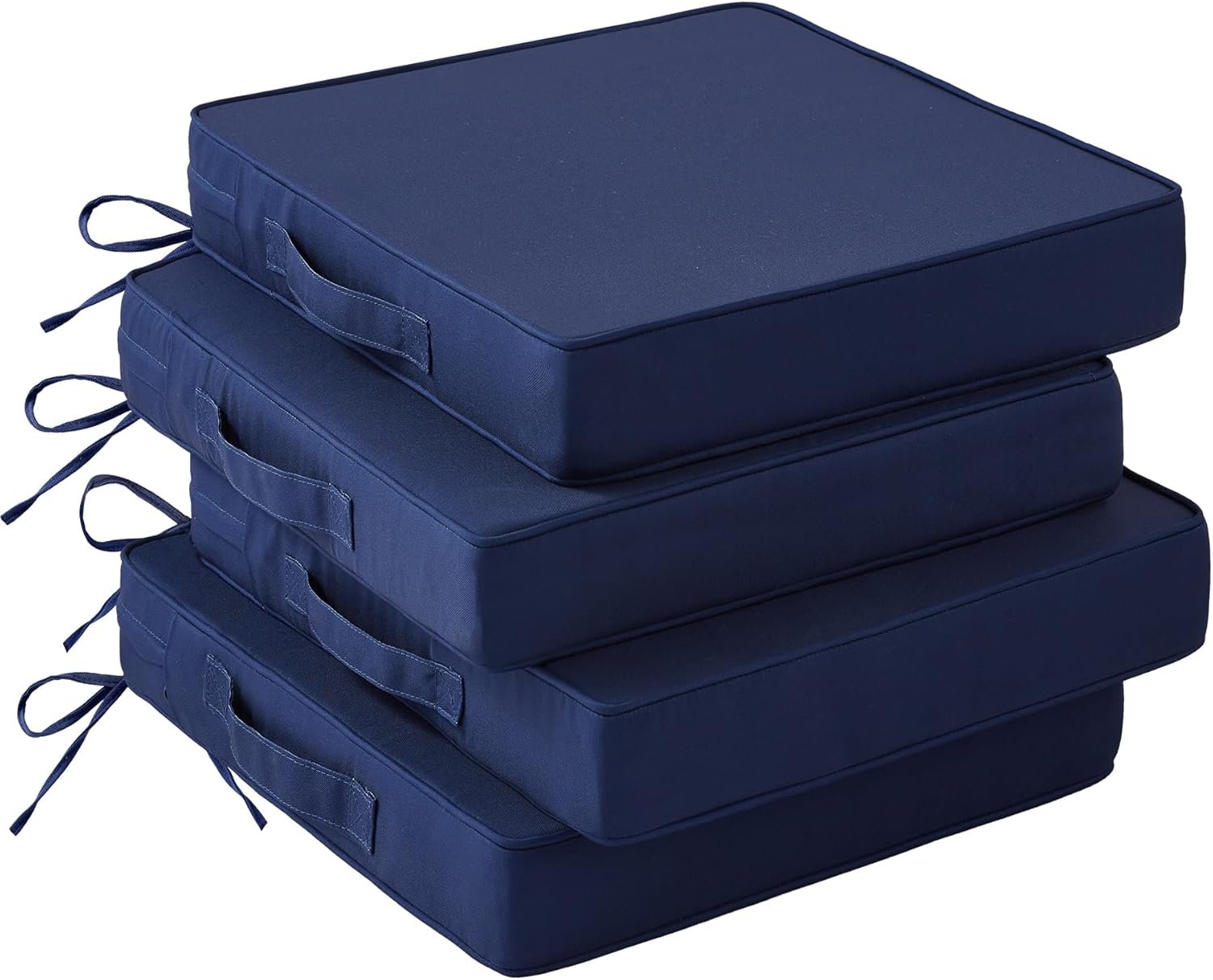 IASEAHK Patio Chair Cushions, 19″ x 19″ x 3″ Outdoor Chair Cushions Set of 4, Waterproof Outdoor Cushions for Patio Furniture, Outdoors Seat Cushions with Handle and Ties, Navy Blue