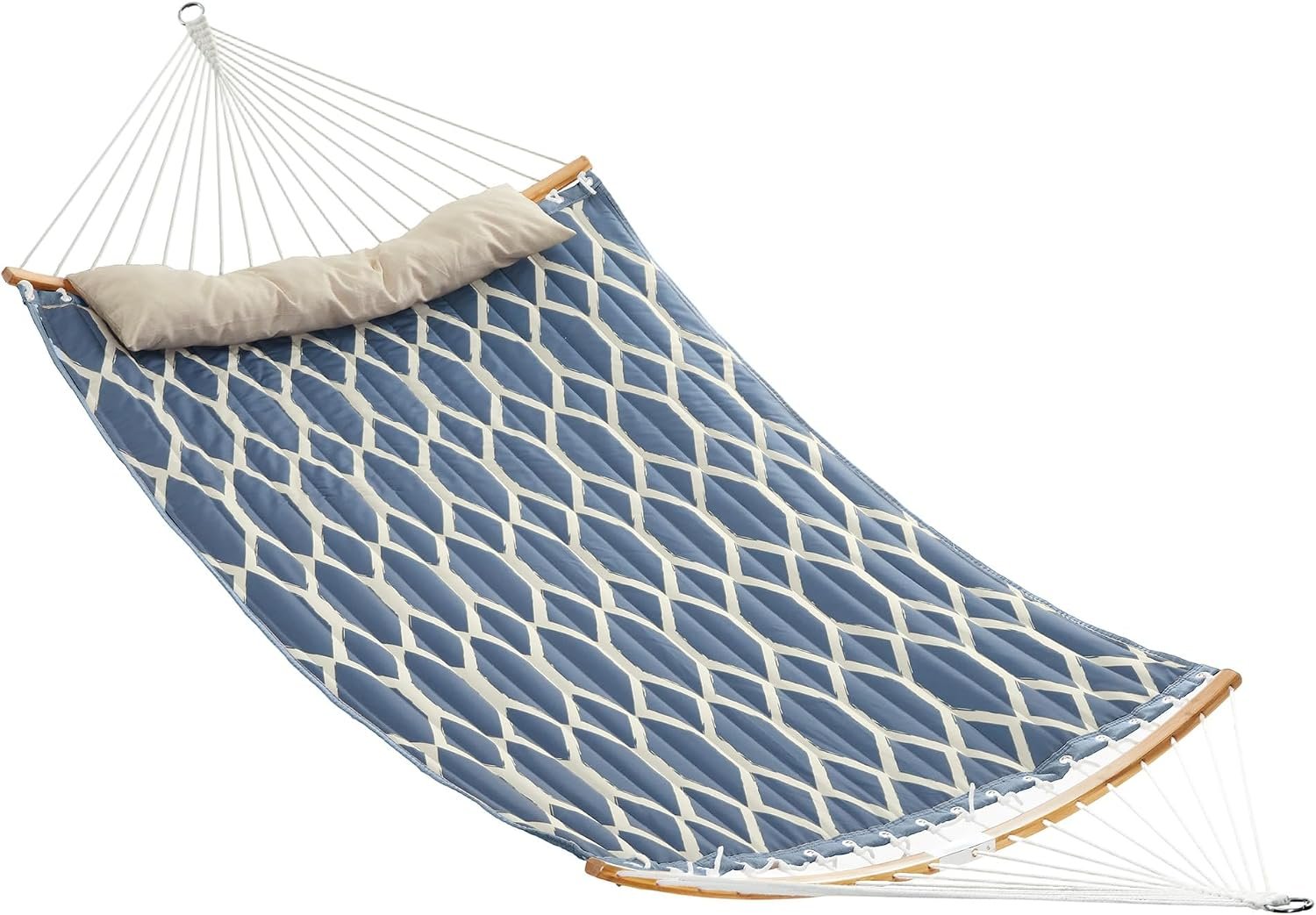 SONGMICS Hammock, Quilted Double Hammock with Padded Pillow, 78.7 x 55.1 Inches, 495 lb Weight Capacity, Portable for Outdoor Relaxation, Garden, Patio, and Camping, Blue UGDC034I02V1
