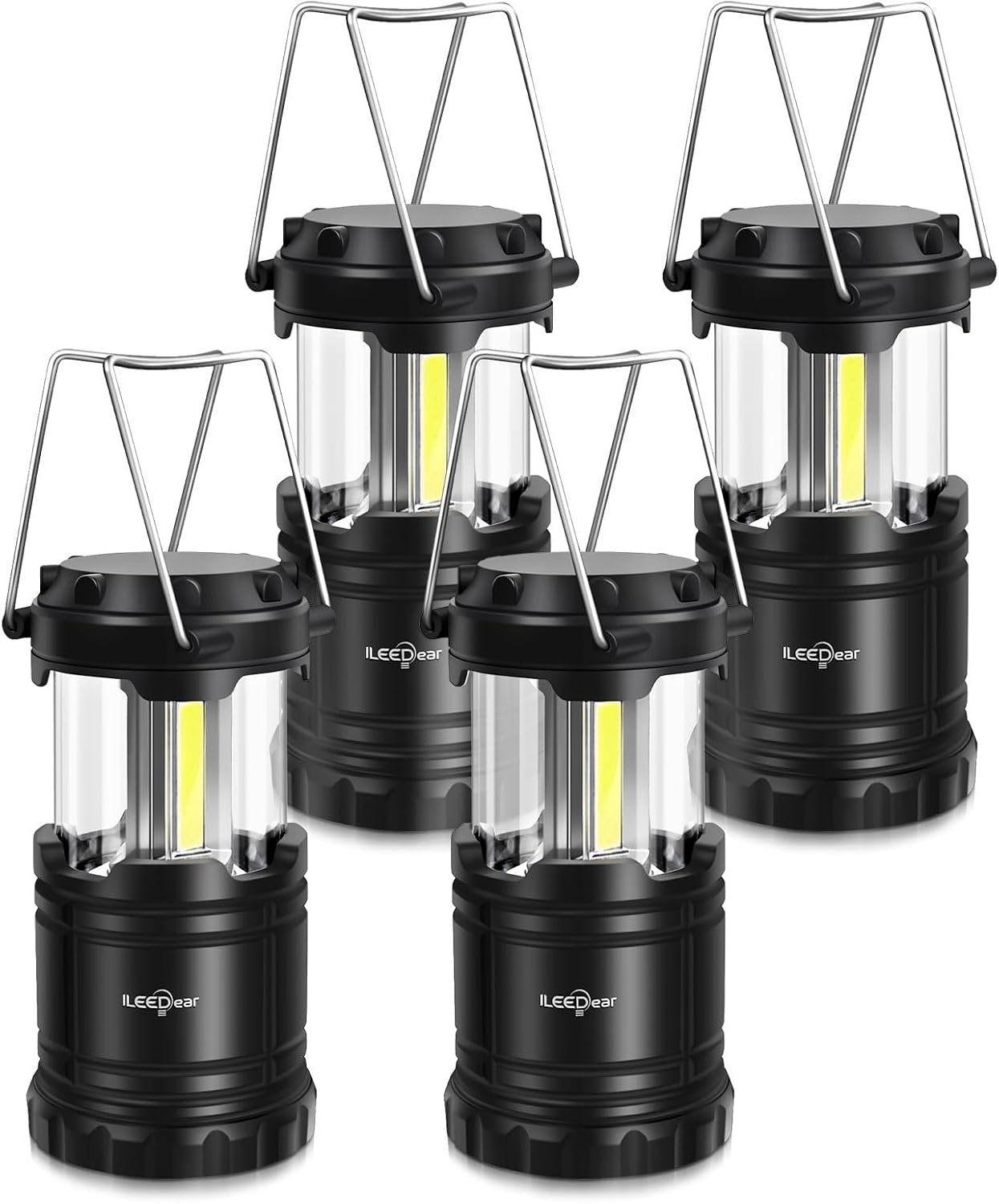 LED Camping Lantern, Battery Operated Lights, Adjustable Brightness for Camping, Power Outages, Emergencies, Outdoor Collapsible Lanterns, 4 Pack