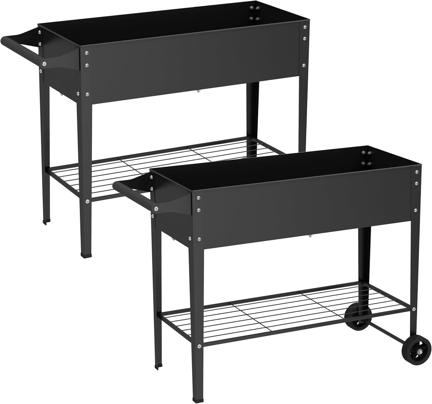 Elevate 2Pcs 32″ Tall Raised Garden Bed with Wheel,Planter Box for Backyard,Outdoor Garden, Patio, Balcony, 400lb Capacity,Black