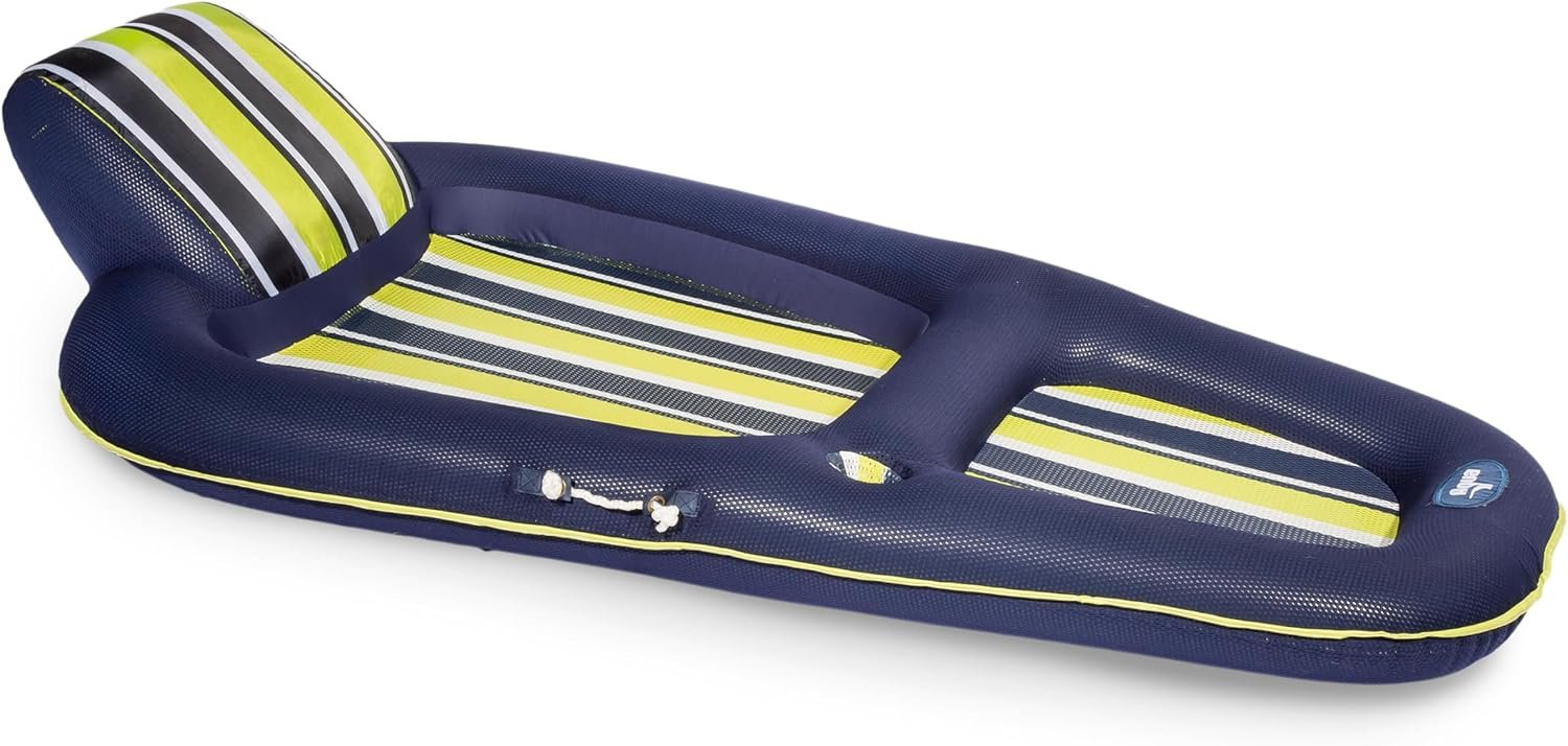Aqua Luxury Water Pool Lounge – Extra Large – Inflatable Pool Floats for Adults with Headrest, Backrest, Footrest & Cupholder – Multiple Colors/Styles
