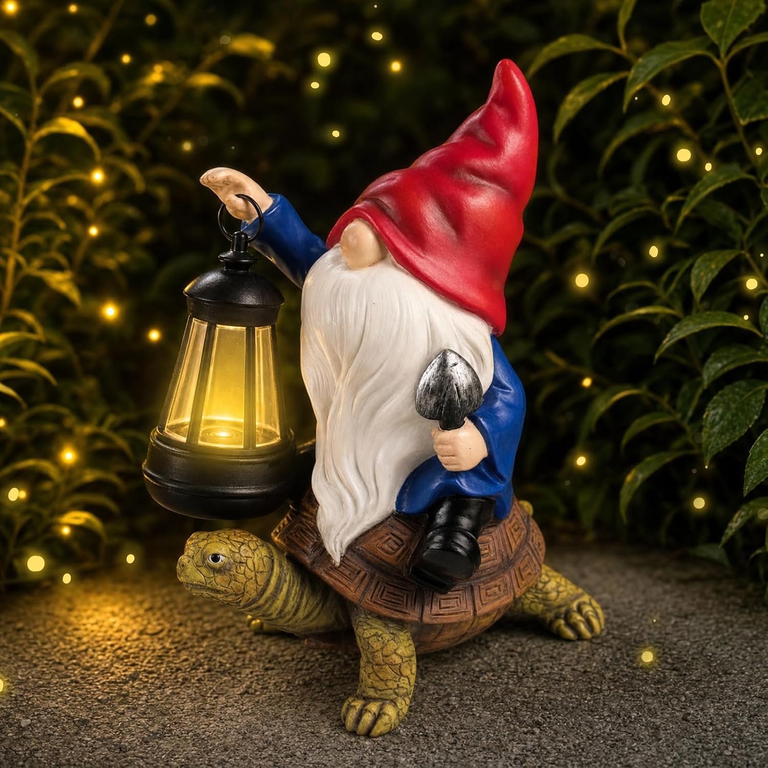 Solar Garden Gnome Statue with LED Lantern, Funny Gnome and Turtle | Gnome Garden Decor, Gnome Home & Outdoor Decoration for Yard Lawn Patio Balcony, Naughty Gnomes Gifts for Women Mom Grandma