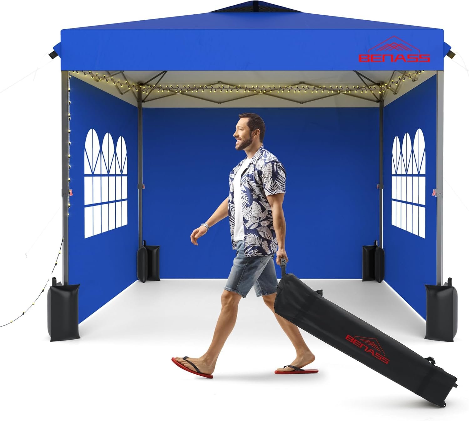 10×10 Pop Up Canopy Tent with 3 Sidewalls, Blue