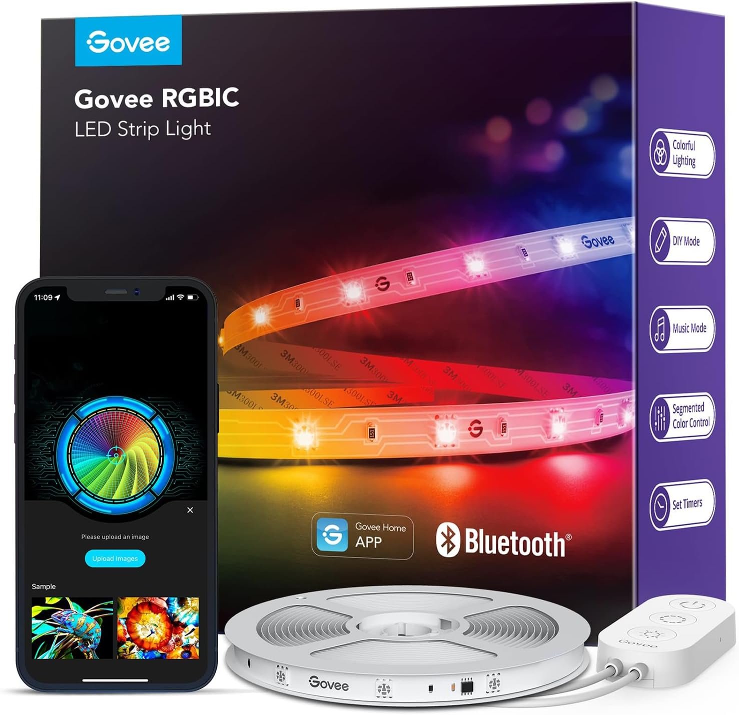 Govee RGBIC LED Strip Lights, Smart LED Lights for Bedroom, Bluetooth LED Lights APP Control, DIY Multiple Colors on One Line, Color Changing LED Strip Lighting Music Sync, Home Decor, 16.4ft | DIY Multiple Colors on One Line, Color Changing Lights for Home Decor, Bluetooth Strip Lights with APP Control