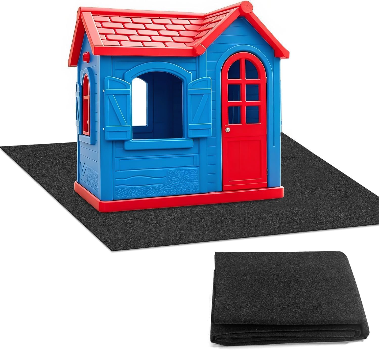 71 Inches x 55 Inches Large Outdoor Playhouse Mat Waterproof Play Mat with Non Slip Bottom and Soft Felt Top Foldable for Indoor Outdoor Use Picnics Exercise and Playtime