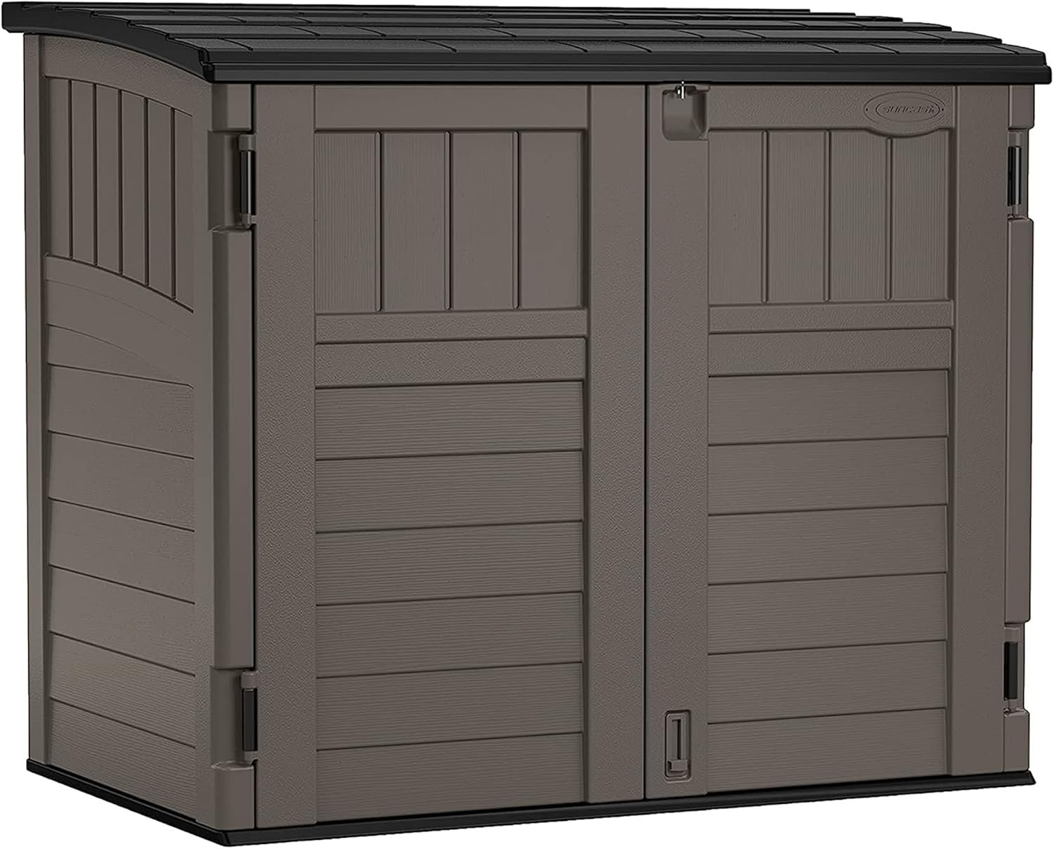 Suncast 34 Cu Ft Horizontal Storage Shed, Resin, Lockable, Stoney Black