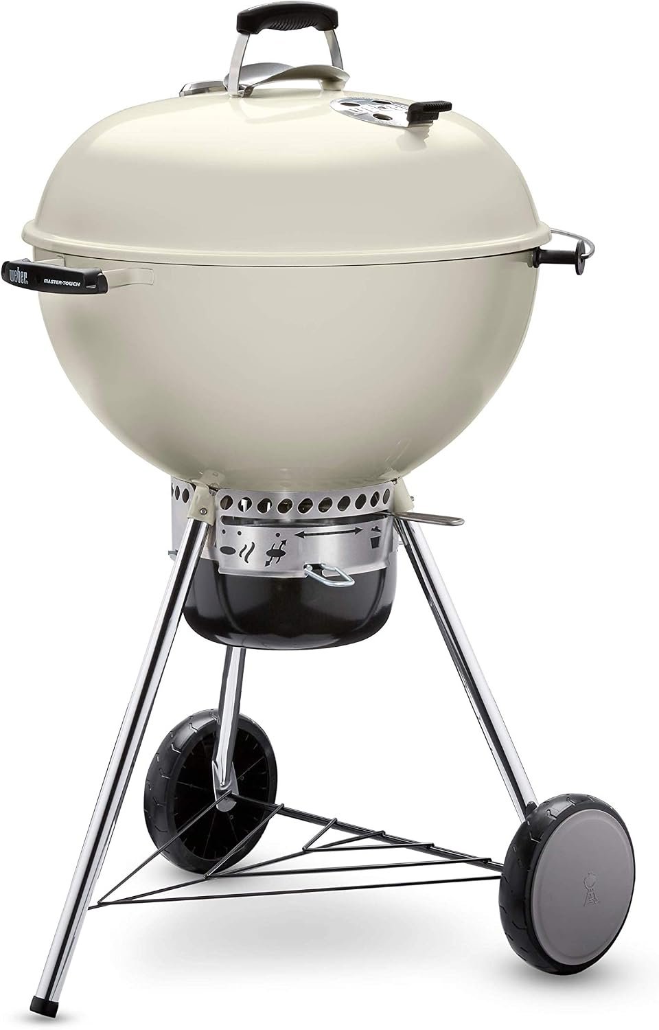 Weber Master-Touch Charcoal Grill, 22-Inch, Ivory – Premium Outdoor BBQ Grill with Tuck-Away Lid Holder & One‑Touch™ Cleaning System, Porcelain‑Enameled Kettle