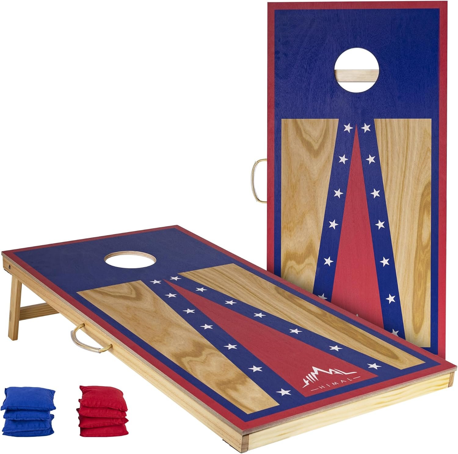 Himal Cornhole Board Set, 4 x 2 ft Regulation with 8 Corn Hole Toss Bags | Wooden Cornhole Outdoor Toss Set for Backyard, Tailgating, Camping & Beach Activities