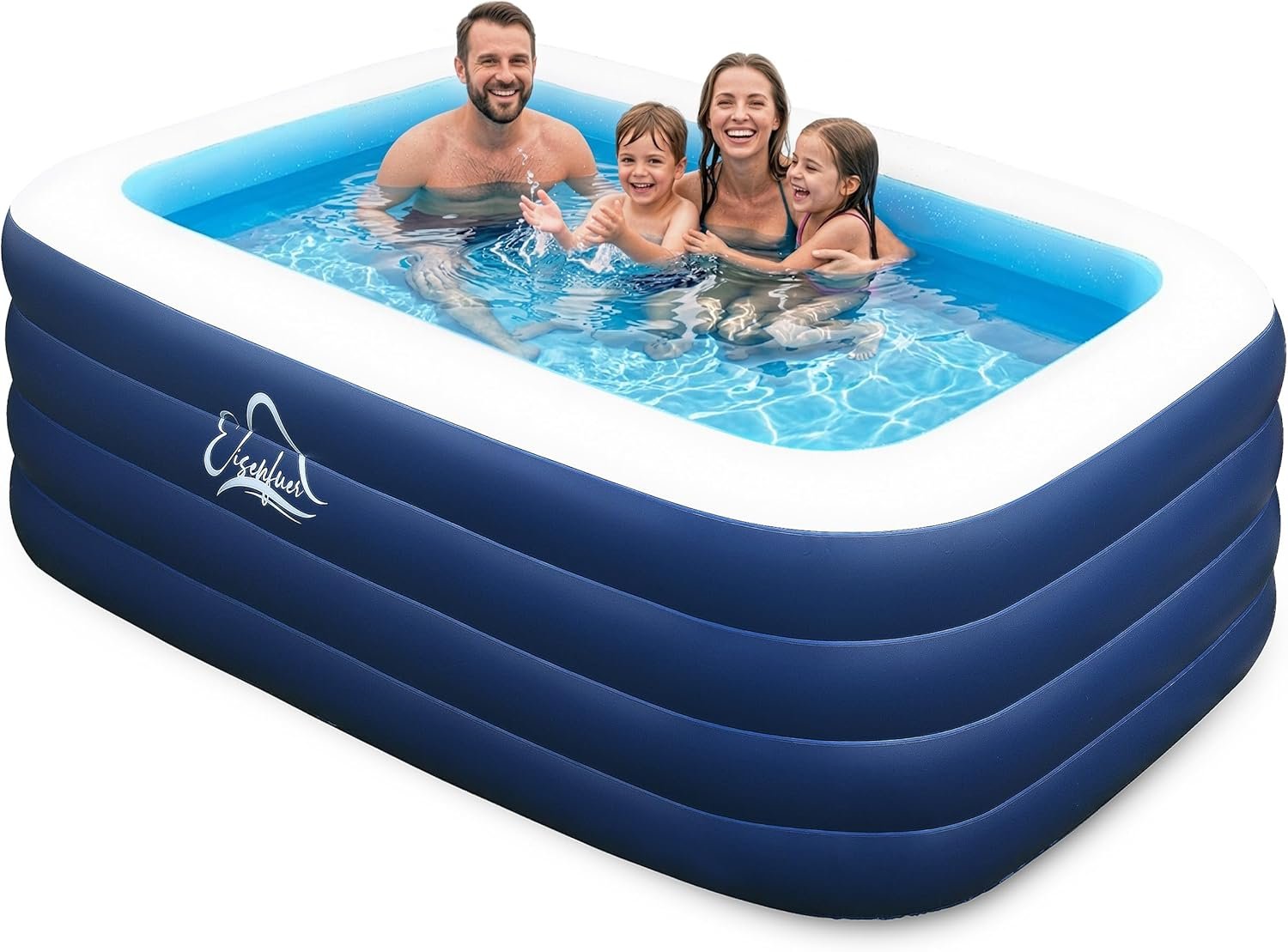 Inflatable Pool for Kids and Adults with No Collapse, 100″ X 60″ X 30″ Deepened Swimming Pool for Toddlers, Outdoor, Garden, Backyard