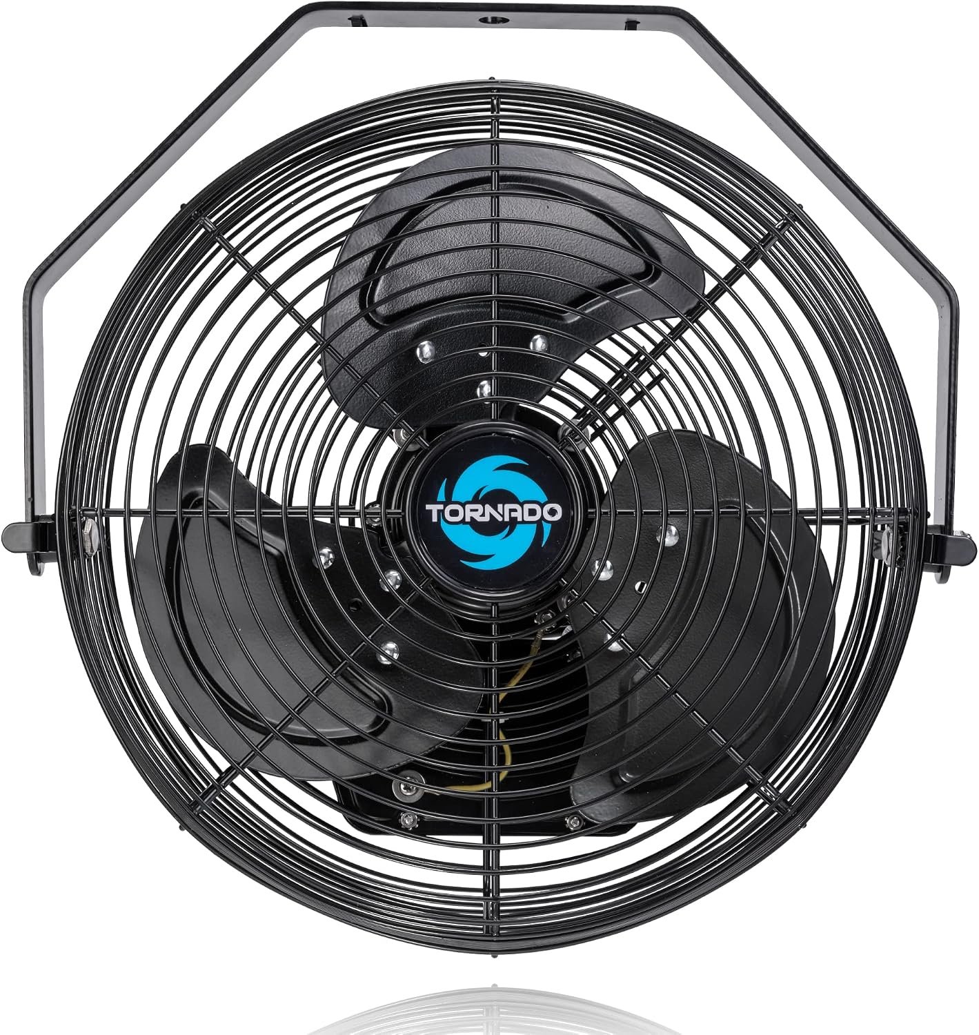 Tornado 12 Inch Outdoor Water-Resistant Metal Industrial Wall Mounted Fan IPX4 Rated High Velocity Wall Fan For Commercial, Industrial, Residential, 3 Speed 6.6 FT Cord cETL Safety Listed, Black