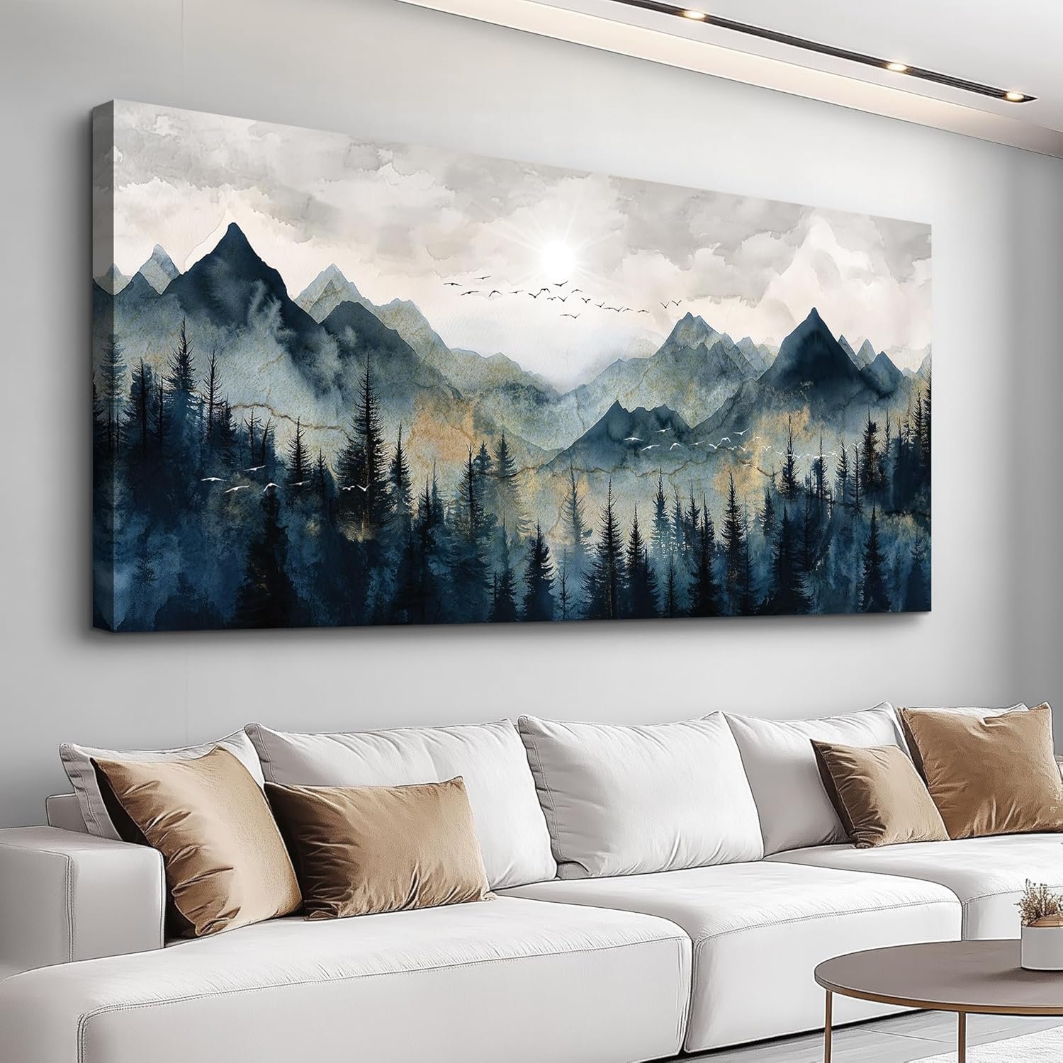 ERQINHUA Canvas Wall Art For Bedroom Wall Decorations For Living Room Modern Office Wall Decor Abstract Watercolour Painting Mountain Landscape Pictures Printed Artwork Home Decor 20″X40″