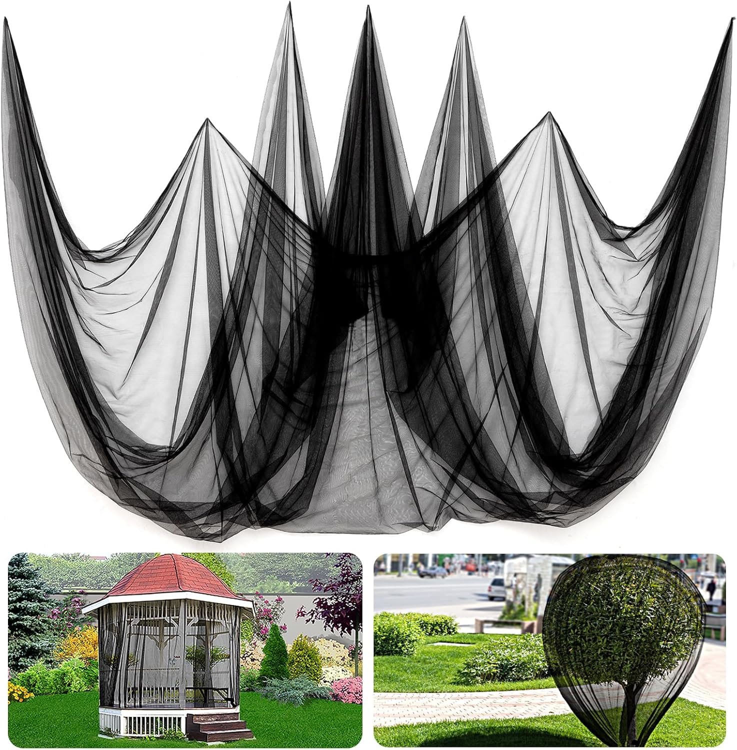 ANPHSIN 2 Pcs 13x10ft Nearly Invisible Mosquito Net for Patio – Mesh Netting Screen for Outdoor Garden Porch Balcony, Protects Skin & Plants from Bugs, Birds, Black