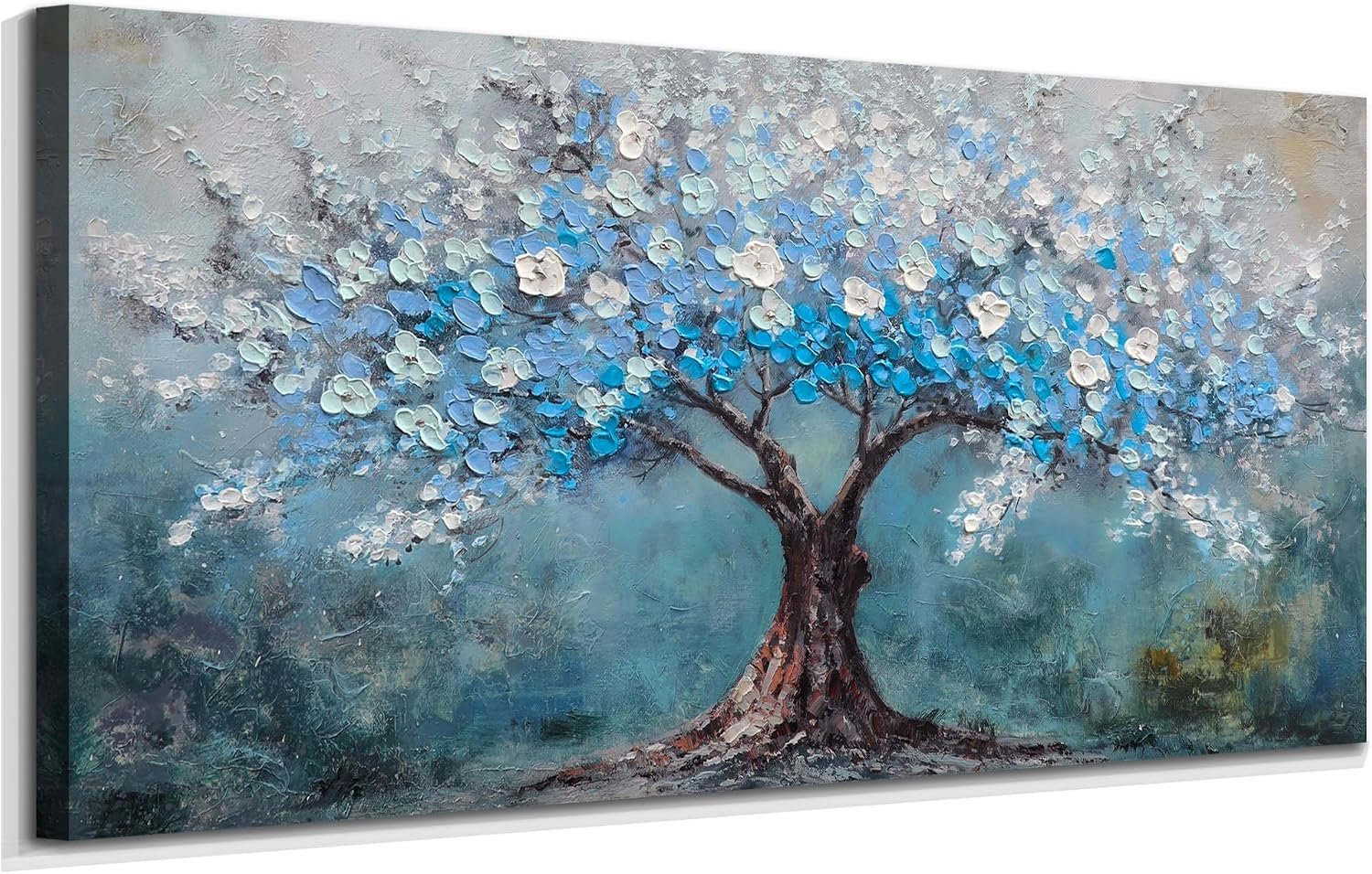 Acocifi Pictures Wall Decor Tree of Life Canvas Wall Art 40″x20″ | Textured, Blue Painting Wall Decor, Durable Colorfast, Ready to Hang, Suitable for Living Room Bedroom Home Decor