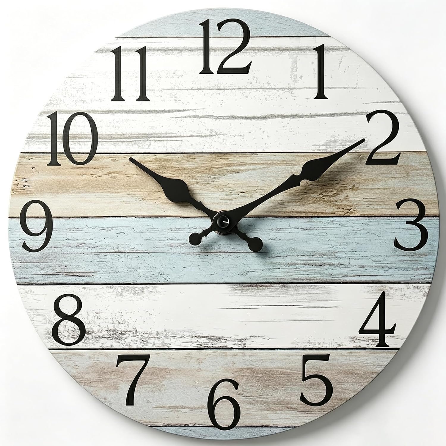 8 Inch Wall Clock, Silent Battery Operated Analog Clock, Blue | Bathroom | Kitchen | Bedroom | Decorative Style | Rustic Style