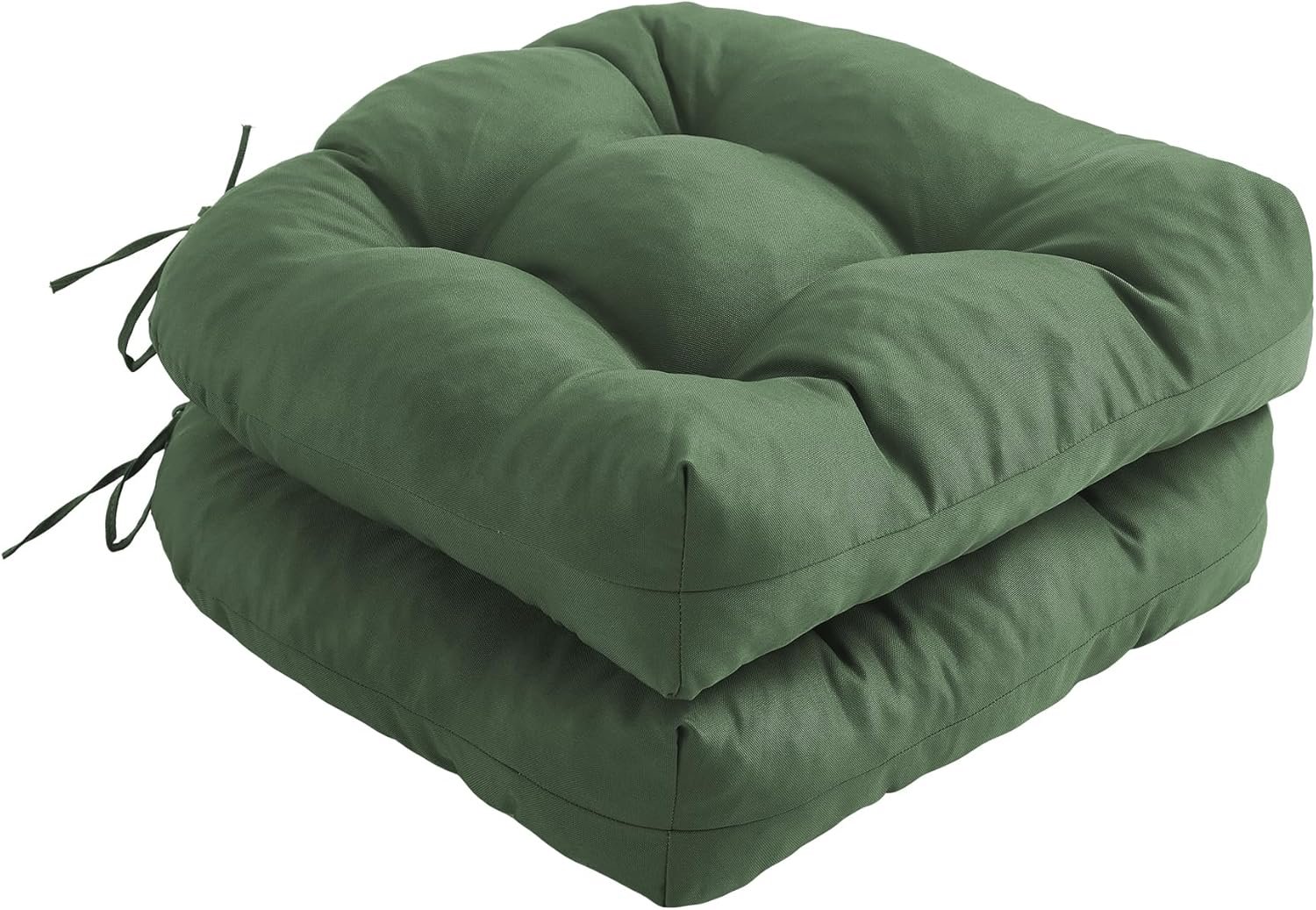 IPYNBAP Outdoor Chair Cushions Set of 2, Patio Chair Cushions with Ties, 19×19+5” Tufted Outdoor Seat Cushions, Waterproof Patio Furniture Cushions, Outdoor Dining Chair Pads, Forest Green