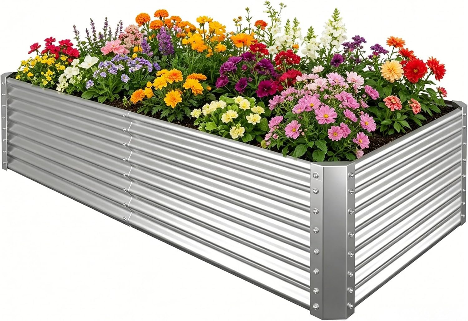 6x3x2ft Raised Garden Bed, Deep Root Planter Box, Silver,1 Pack | 1mm Thick Galvanized Steel, Resists Rust Bowing, Easy Assembly, Ideal Deep-Root Growing Condition for Broccoli,Beans,Tomatoes