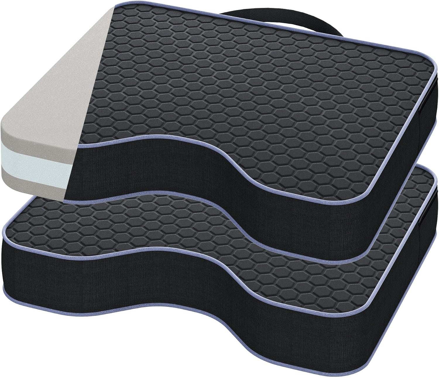 Stadium Seat Cushions for Bleachers 2 Pack – 3.15″ Extra Thick Portable Bleacher Seats with Memory Foam & Massage Dots, Comfortable Waterproof Outdoor Chair Pads for Sporting Events, Travel, Camping