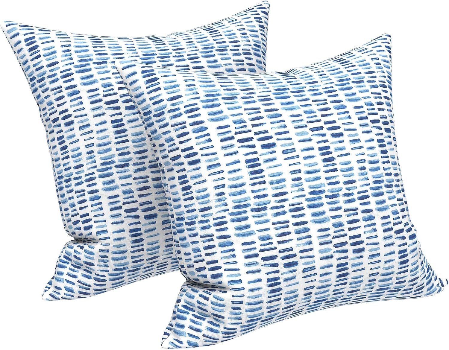 LVTXIII Outdoor/Indoor Throw Pillows, Decorative Throw Pillows with Inserts, 18″x18″ Square Pillows for Bed, Couch, Sofa and Patio Furniture (Set of 2, Pebble Blue)