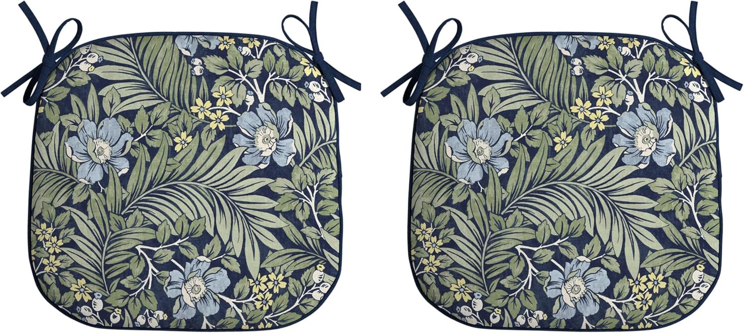 Arden Indoor/Outdoor Foam Seat Pad, 2 Pack, 17 x 16, Patio Cushion, Water Repellent, Fade Resistant, Foam Cushion Sapphire Morrison Floral | 2-Pack, Indoor/Outdoor, Patio Chairs, Water repellent, Fade Resistant, Foam Cushion, Mold and Mildew Resistant