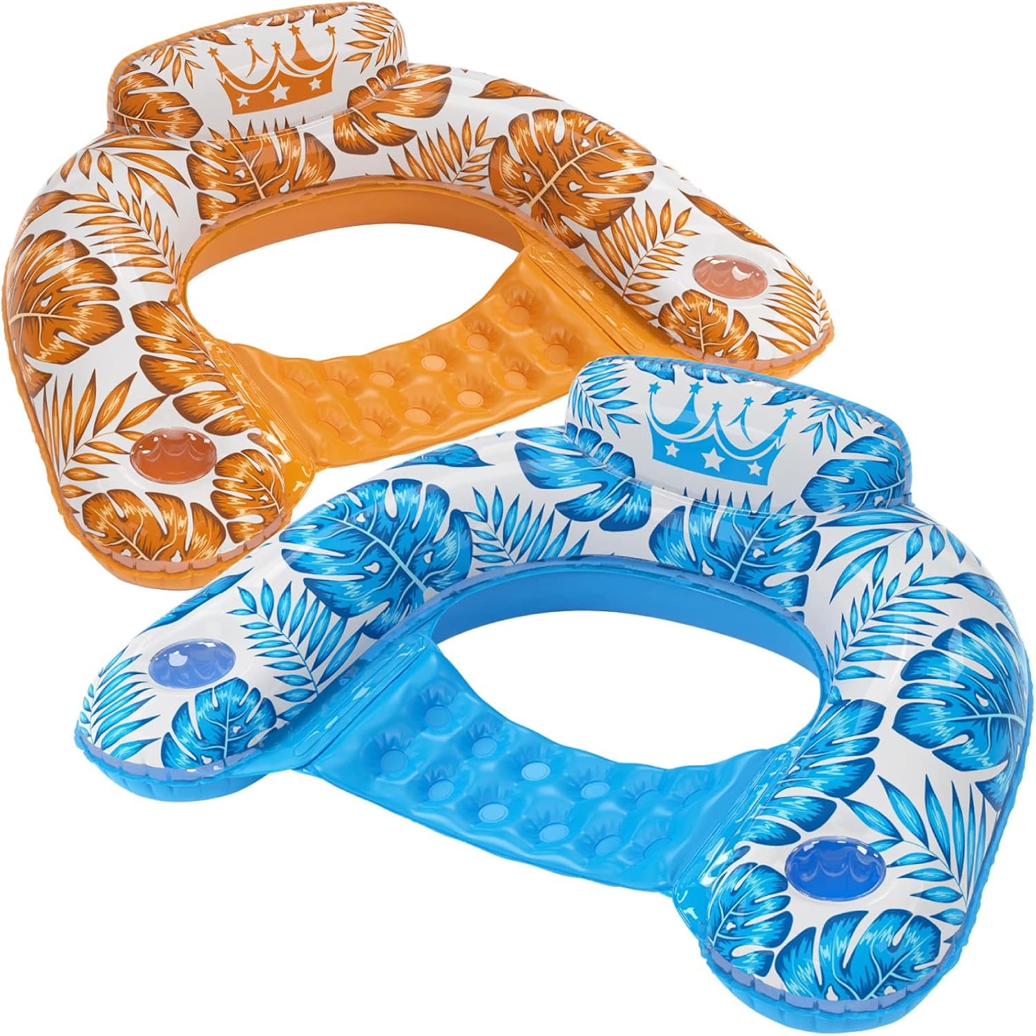 Jasonwell Inflatable Pool Float Chair – 2 Pack Pool Floaties Chair Floats Loungers for Swimming Pools Floating Lounger with Cup Holders Toy Party Floaties for Adults L