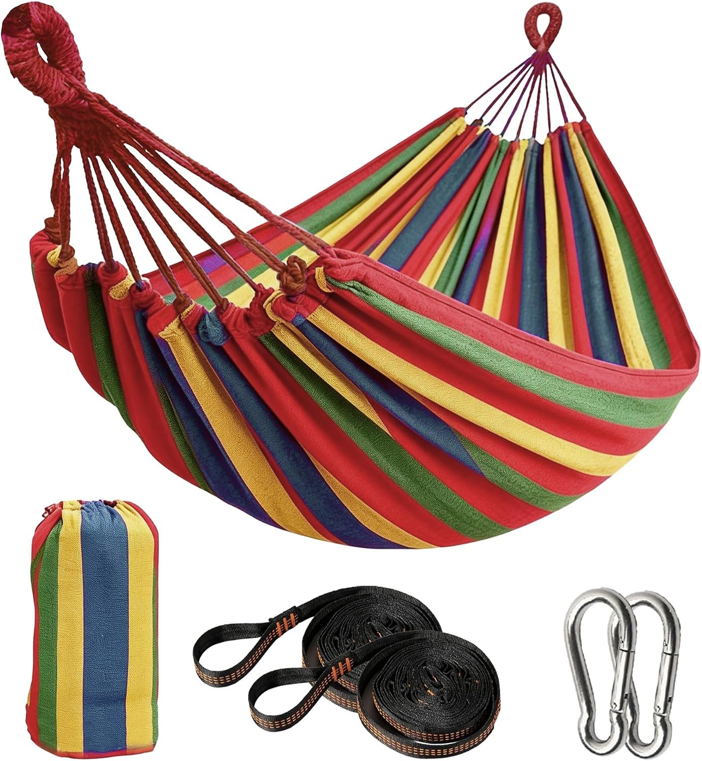 Outdoor Amacas Garden Camping Hammocks Portable for Patio Yard Porch Travel | Hammock Nylon Hiking Beach Backpack Survival Travel- Up to 300lbs with Tree Straps
