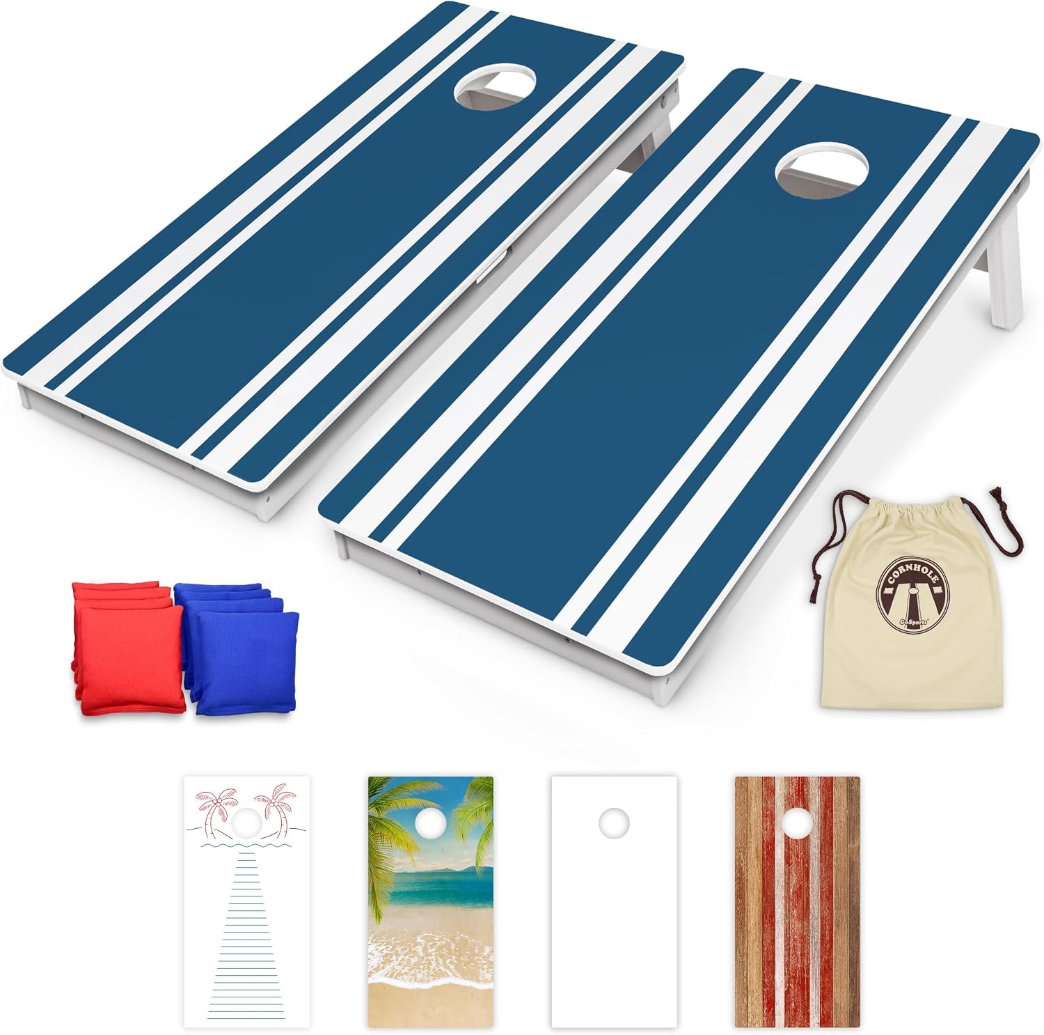GoSports 4 x 2 ft Commercial Ultra Durable Cornhole Board Set – All-Weather Regulation Size, Ready-to-Play for Family Backyard Games, Tailgates, Outdoor Party, and Venues
