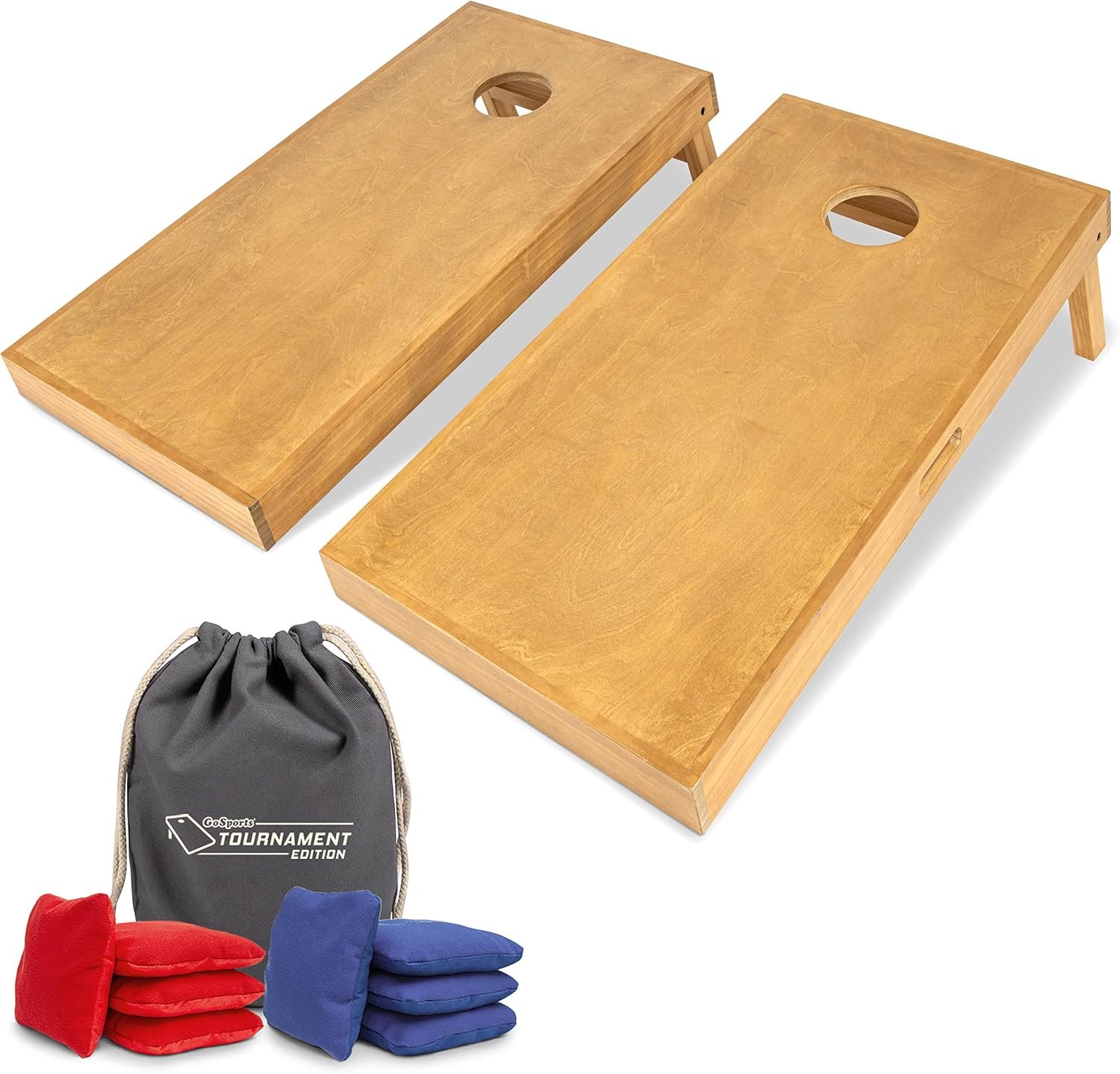 GoSports Premium 4 ft x 2 ft Regulation Competition-Ready Cornhole Board Set – Thick Wooden Board with Stop and Slide Bags – Complete Set for Yard Games, Backyard Outdoor Party Events