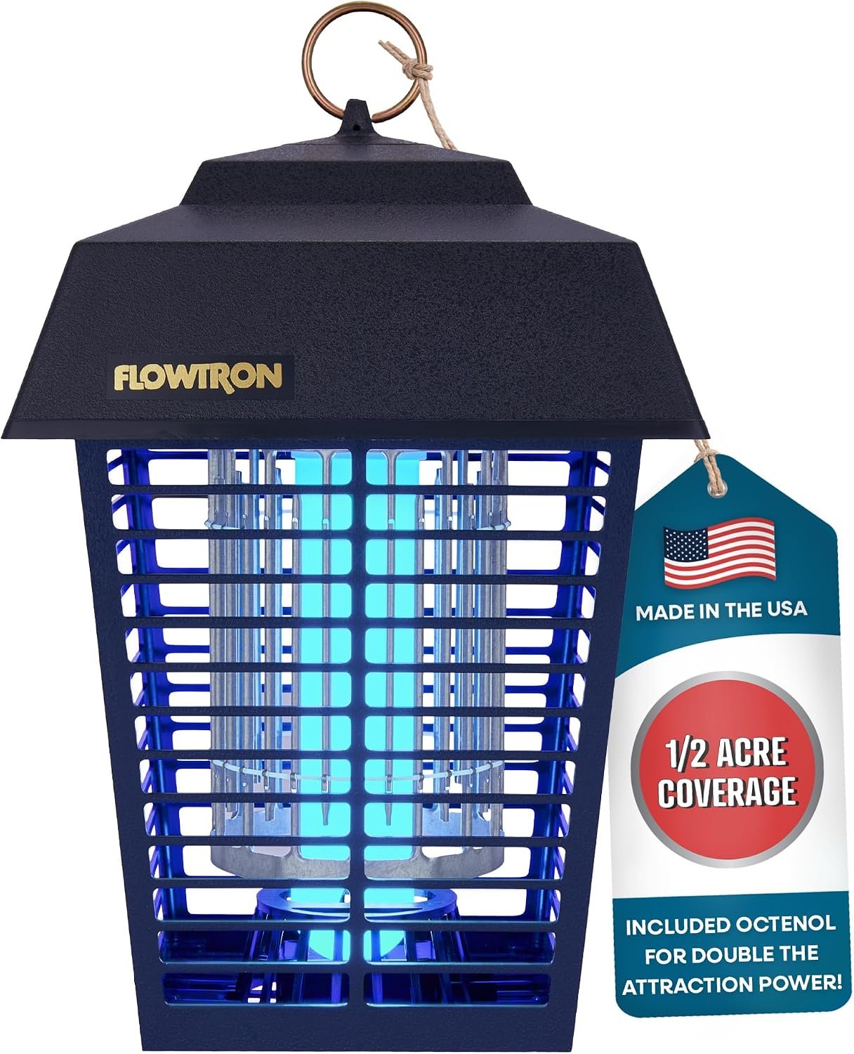Flowtron Electric Bug Zapper, 1/2 Acre Outdoor, 15W UV, 5600V, Octenol Lure | Enjoy mosquito-free evenings outdoors – UV light and octenol lure eliminates flies, gnats, and beetles – UL and ETL certified