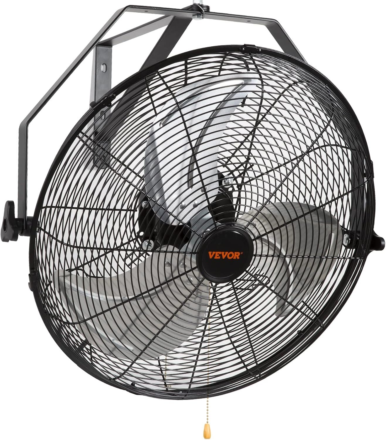 VEVOR Wall Mount Fan, 18 Inch 4150 CFM, 3-speed Wall Mounted Metal Fan | IP44 Water-Resistant for Commercial, Warehouse, Greenhouse, Workshop, Garage, Patio, Factory and Basement, ETL Listed, Black