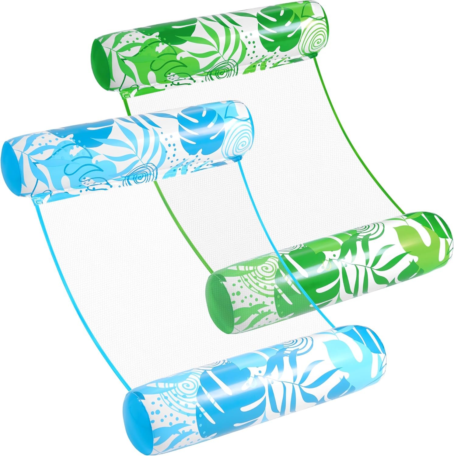 SLOOSH 2 Packs Hammock Pool Floats Adults, 4-in-1 Multi-Purpose Inflatable Pool Floats PVC Water Hammock Lounge Floaties