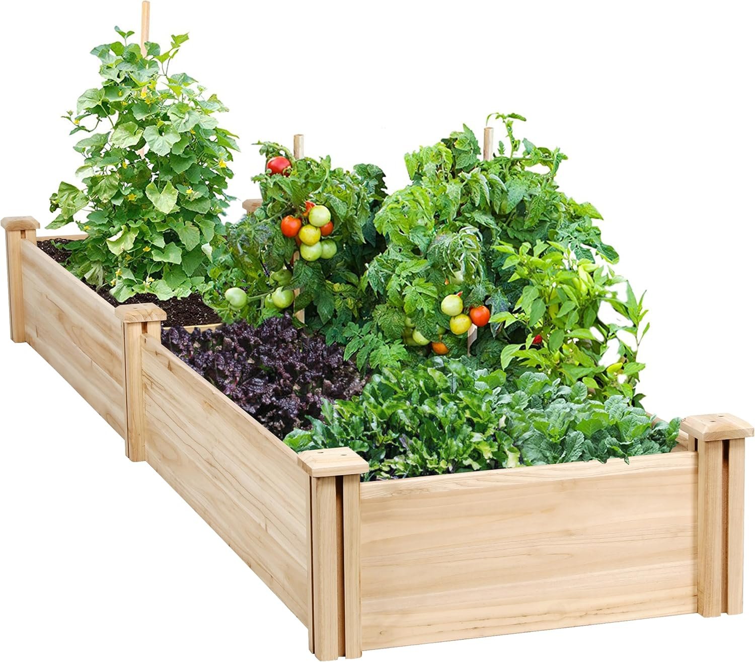Yaheetech Raised Garden Bed Wooden Planter Box for Vegetables/Flowers, Wood | Fir wood raised bed offers easy assembly, and a practical space for growing vegetables, herbs, and garden plants.