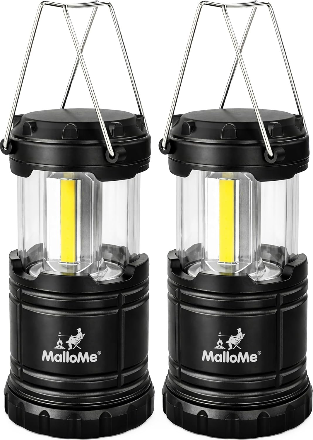 MalloMe Camping Lights Lantern Flashlights, Battery Powered Operated Lamp Lanterns for Power Outages, Camping Essentials Solar and Rechargeable Options for Outdoor, Home, Emergency, Hurricane Survival
