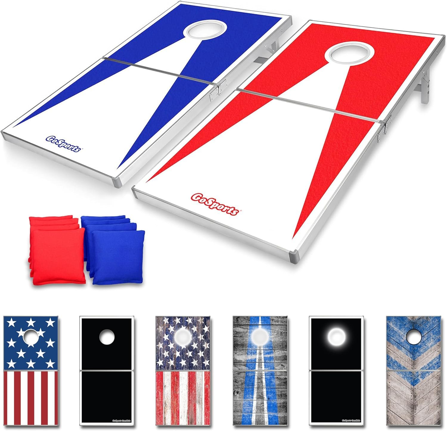 GoSports 4 x 2 ft Ultra Portable Cornhole Board Set – Choose LED Lights or Standard – Regulation Size Corn Hole Games for Adults, Perfect for Tailgating and Camping – Includes 8 Bean Bags & Rules