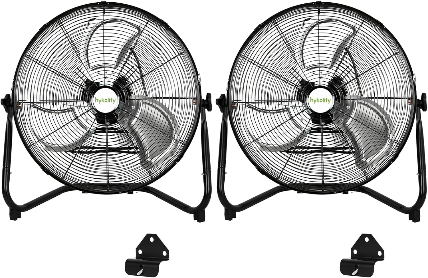 hykolity 20″ High Velocity Floor Fan, 3-Speed Heavy Duty Industrial Fan with Wall-Mounting System, Metal Floor Fan for Commercial Space, Warehouse, Garage, and Workshop, 2 Pack