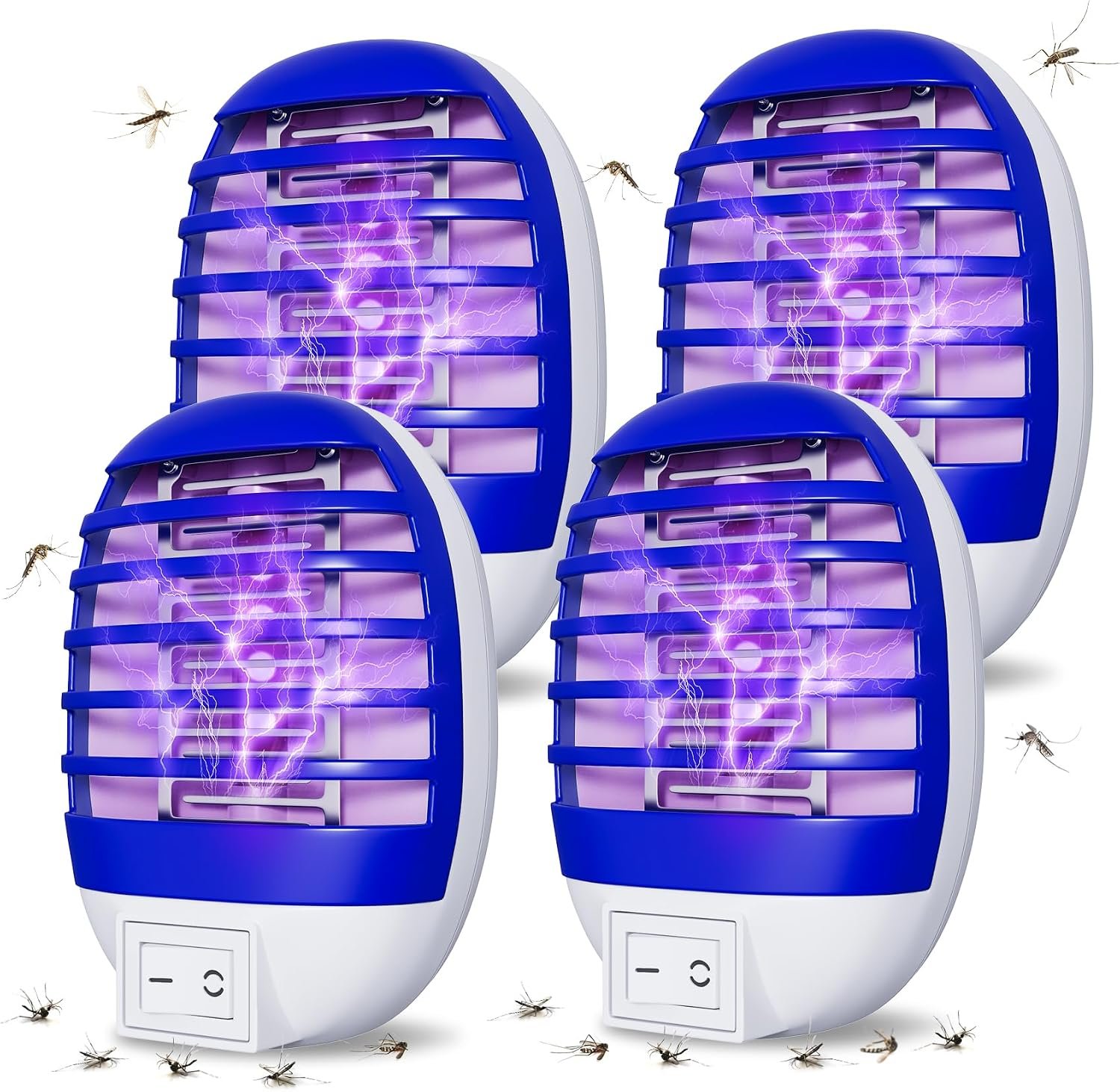 4 Pack Plug in Bug Zapper Indoor Flying Insect Trap, Electronic Mosquito Zapper Gnat Traps with LED Light for Patio, Bedroom, Kitchen, Office