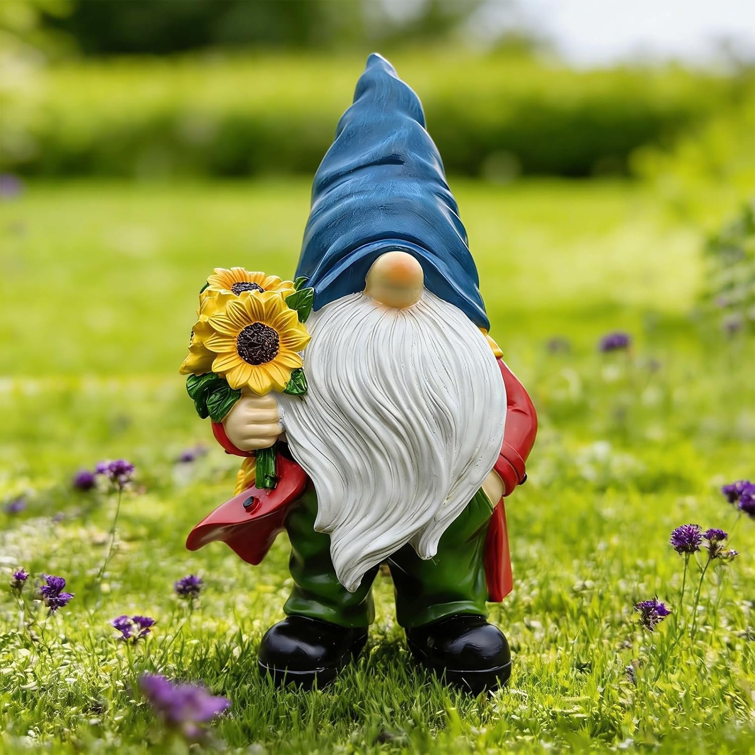Garden Gnome Outdoor Sunflower Faceless Gnome Statue – Funny Garden Decor for Patio, Lawn, Yard, Balcony, Indoor Home Office Shelves Figurines Ornament Decorations, Mom Grandma Sisters Gifts