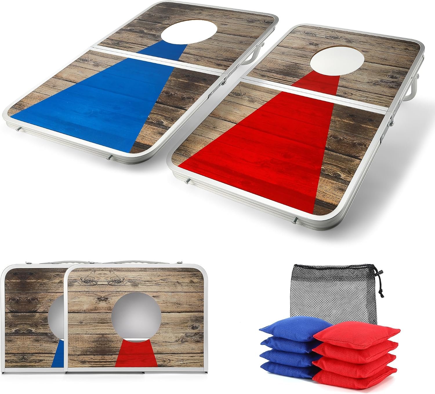 Foldable Lightweight Cornhole Board Set | Aluminum Alloy Edging,2×1.3ft,8 Bean Bags,Portable Corn Hole Games for Adults,for Outdoor Patio Travel Tailgate