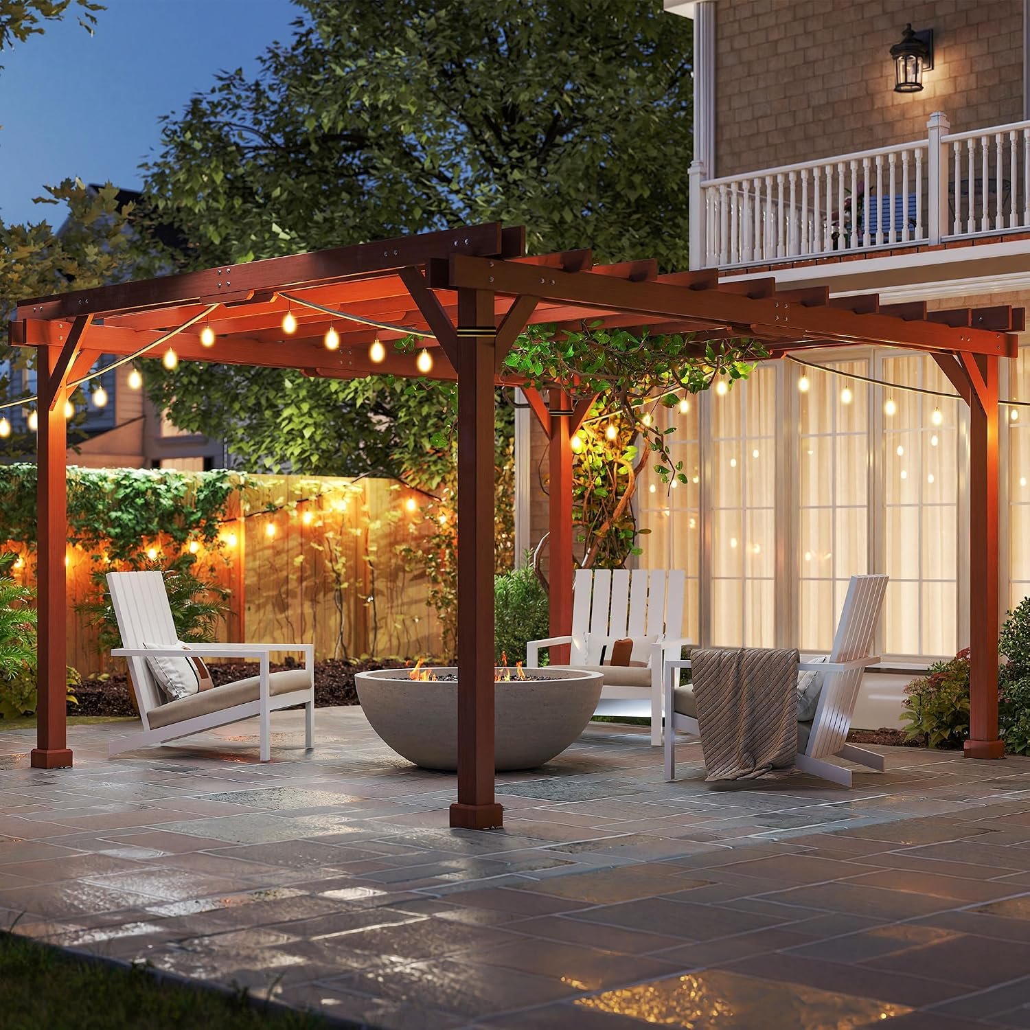 Outsunny 11′ x 12.5′ Outdoor Pergola, Wood Pergola Gazebo Grape Trellis with Stable Structure for Climbing Plant Support, Patio, Deck, Backyard, Lawn