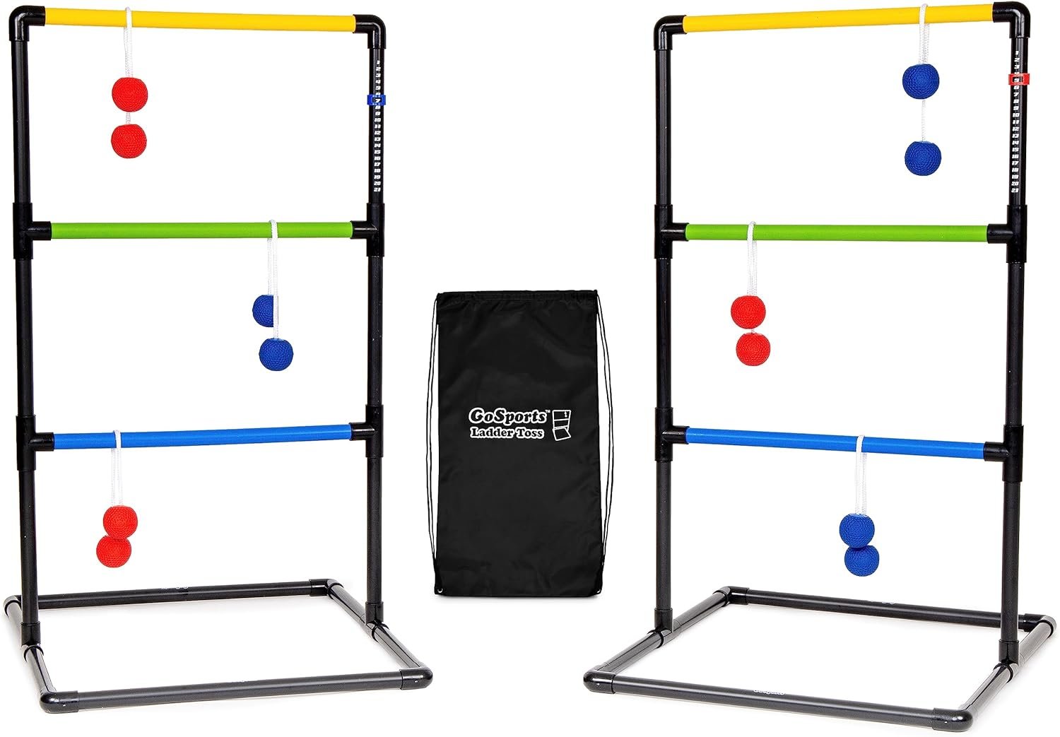 GoSports Ladder Toss Indoor & Outdoor Game Set with 6 Soft Rubber Bolo Balls and Travel Carrying Case – Choose Pro or Classic