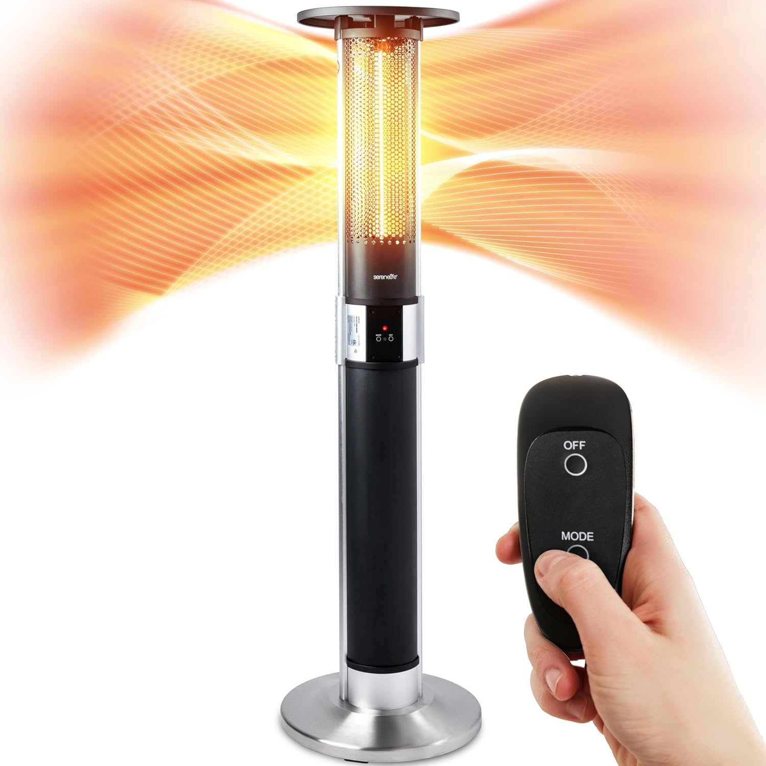SereneLife Infrared Patio Heater, 1500W Electric with Remote Control, IP24 Approved, Anodized Aluminum Alloy Frame, Indoor/Outdoor for Restaurant, Backyard, Garage, Decks