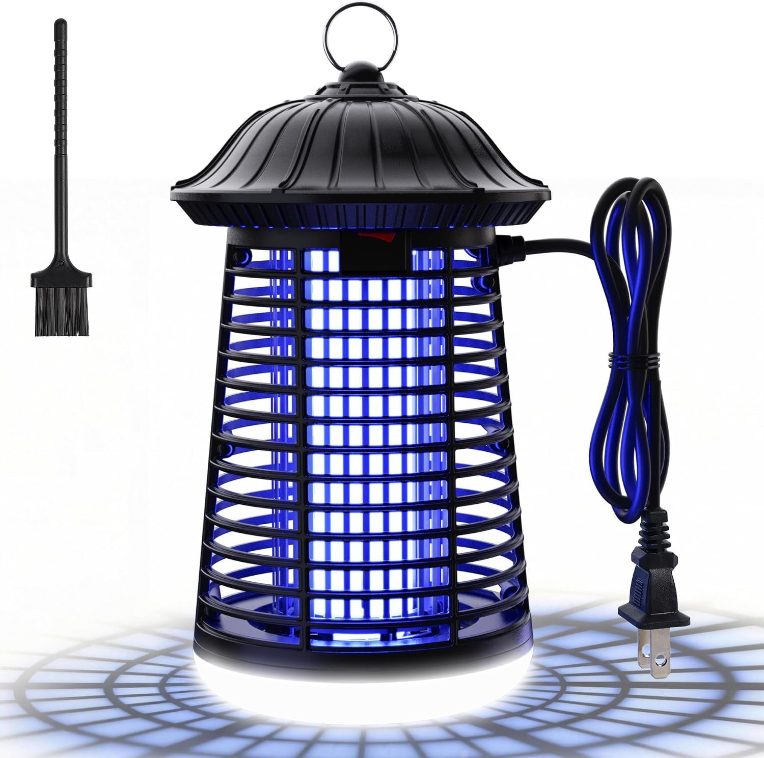 Bug Zapper Outdoor/Indoor,Mosquito Zapper 4200V High Powered Waterproof Electronic Mosquito Killer,15W UVA Mosquito Lamp Bulb,Fly Traps Patio Insects Killer (Black and White) (Dark Black)