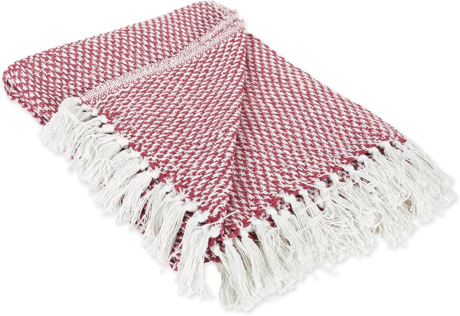 DII 100% Cotton Basket Weave Throw for Indoor/Outdoor Use Camping Bbq’s Beaches Everyday Blanket, 50 x 60, Woven Stripe