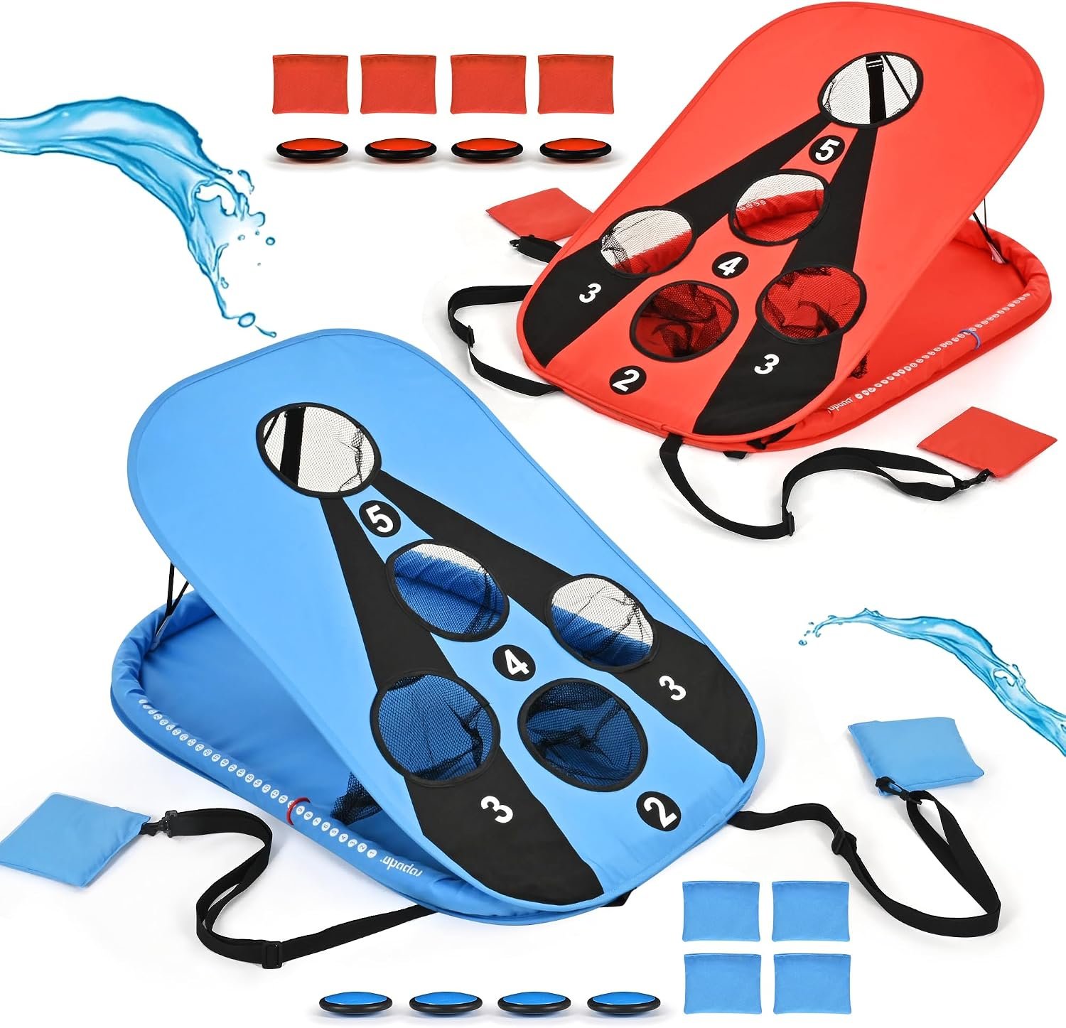 ropoda Pool Cornhole Board Set, 3ft x 2ft Corn Hole Games for Adults, Cornhole Set Floating, Pool Games for Adults, Water and Land Dual-Purpose, Easy Setup, Beach/Lawn Toys for Family