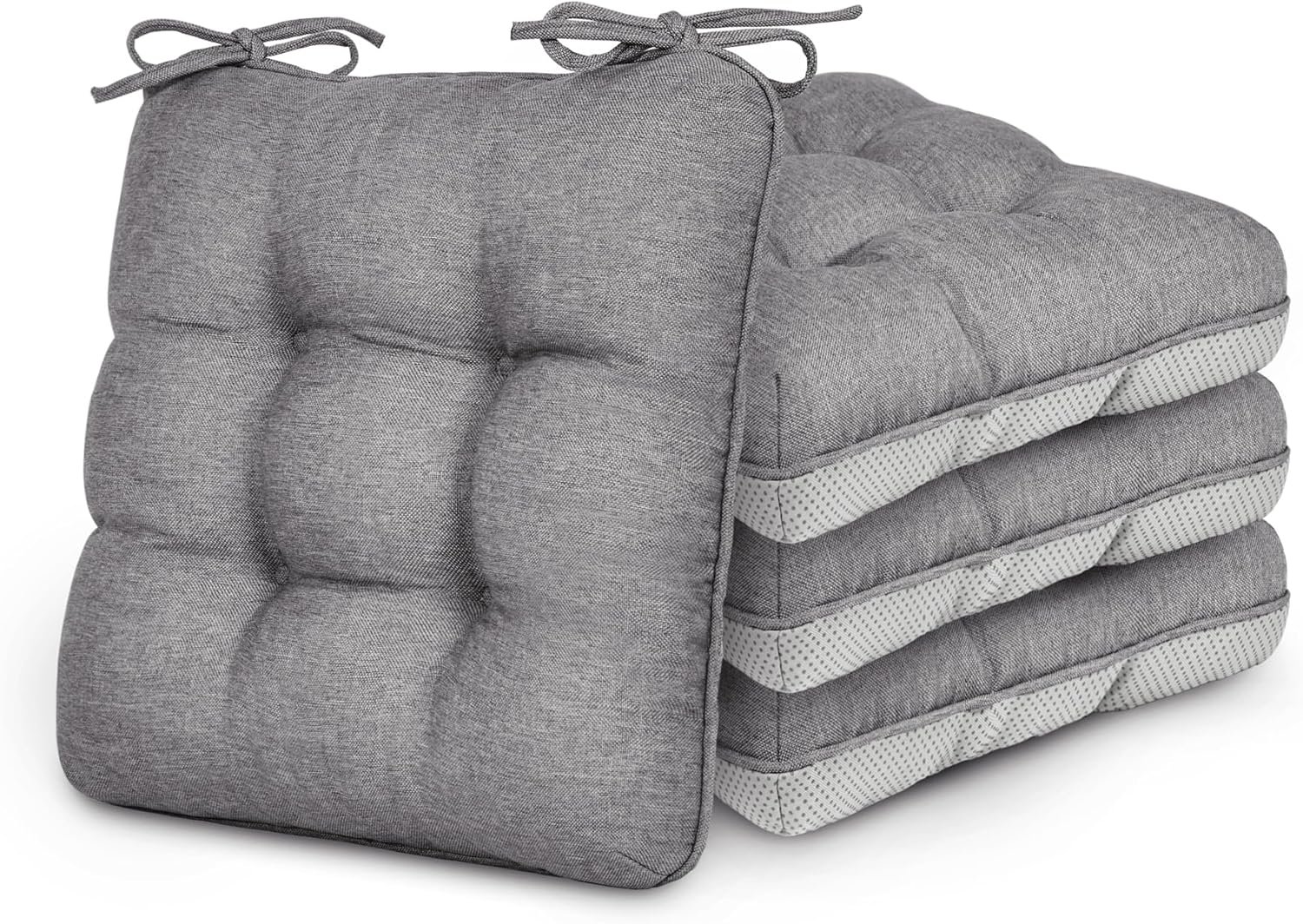 Love’s cabin Memory Foam Chair Cushions Set of 4, 15.5″x15.5″x3.5″ Indoor & Outdoor Seat Pads for Dining, Kitchen, Office, Patio Chairs – Grey