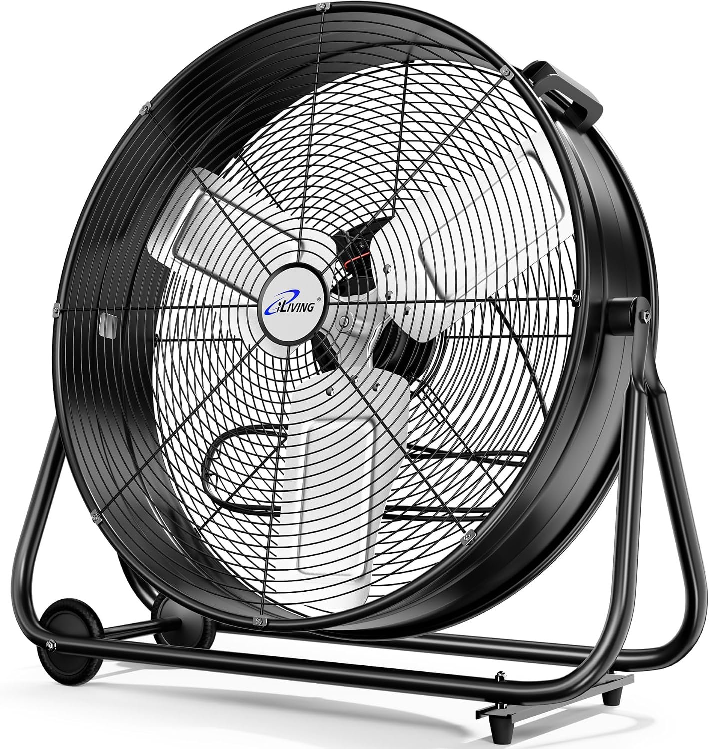 iLIVING 24″ High Velocity Drum Fan Industrial, Commercial, Residential Air Circulator for Garage, Shop, Patio, Barn, Greenhouse, Speed Control 7700CFM, UL Listed,Black