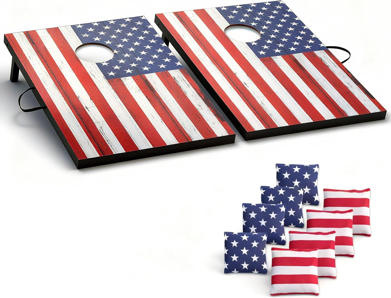 Portable Cornhole Board Set – Premium MDF Wood Corn Hole Game with 8 Regulation Bean Bags, for Backyard, Camping, and Outdoor Tailgating – Choose 3×2′ Tailgate or 4×2′ Regulation Size