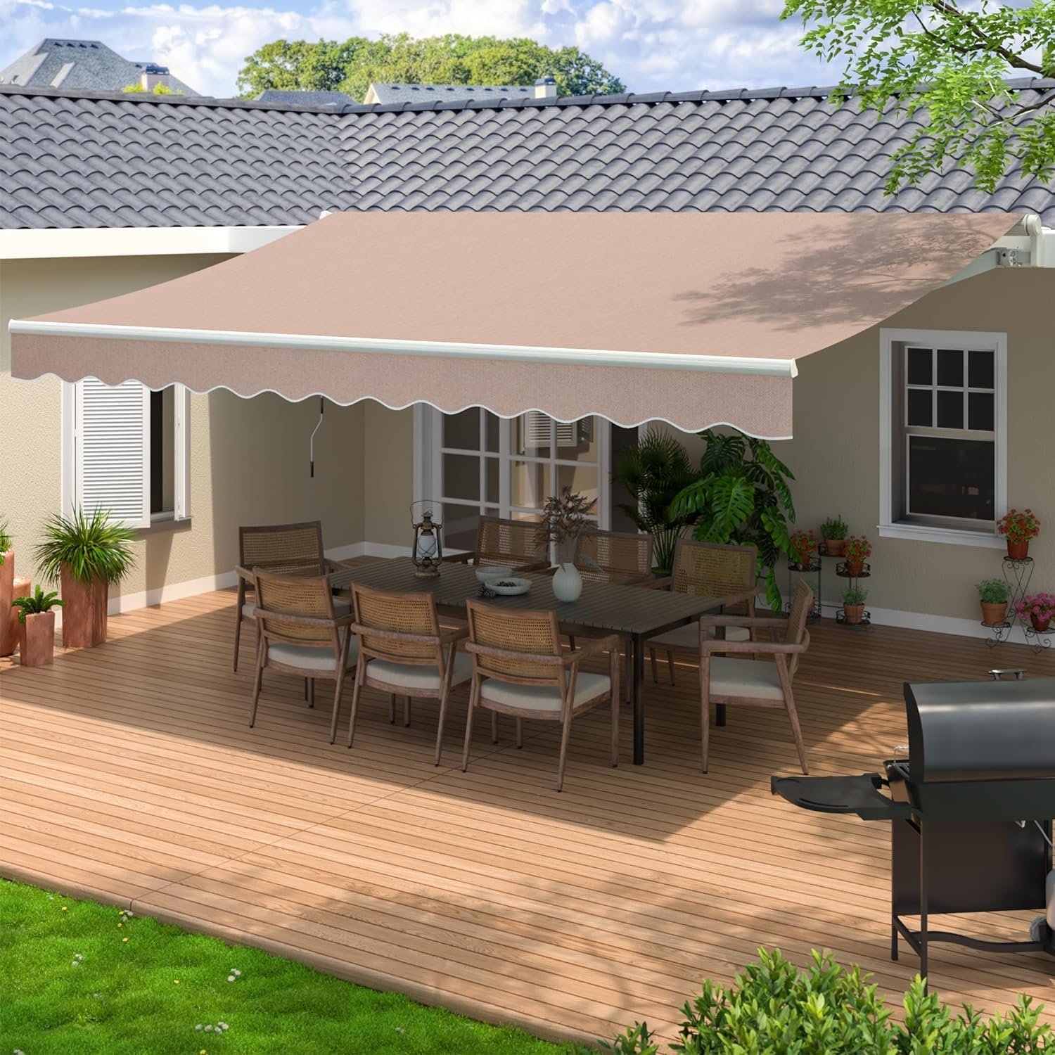 Patio Retractable Awning 13 x 8.2 ft Sun Shade Shelter Cover,Outdoor Patio Awnings for Shop, Restaurant, Cafe, Courtyard, Balcony